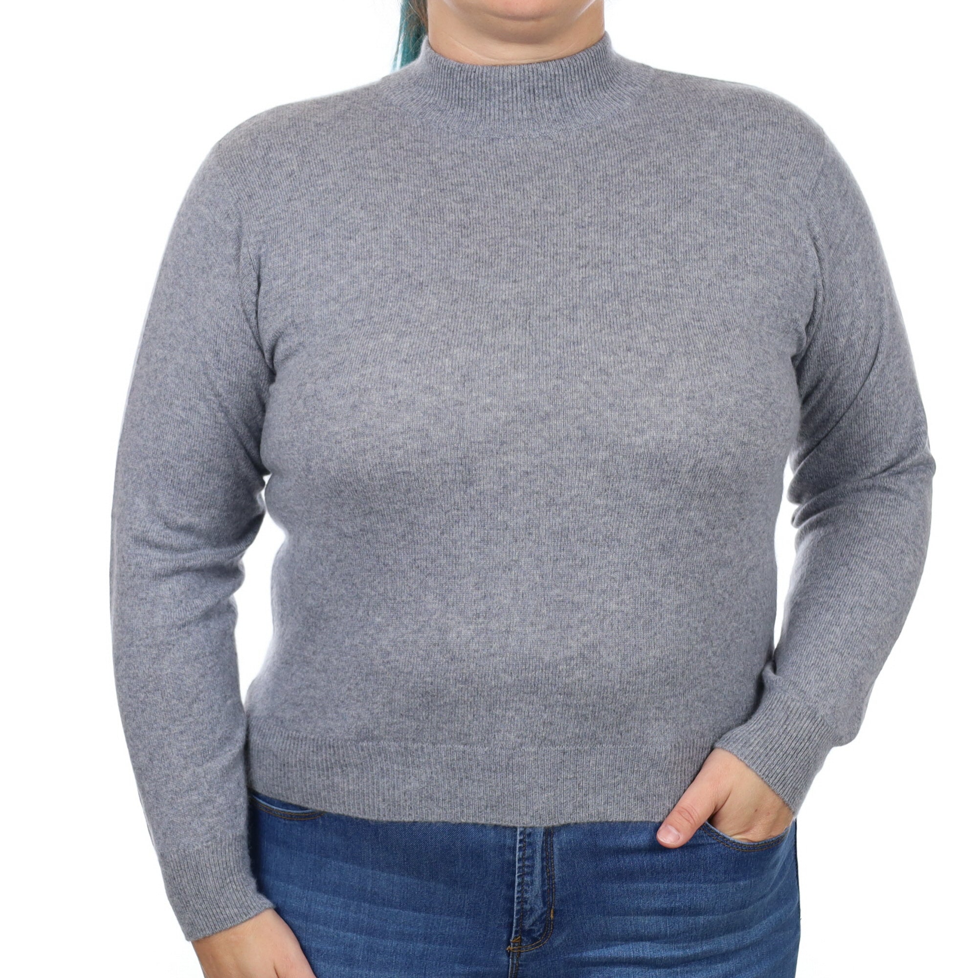 Ash Grey Cashmere Turtle Neck Jumper Large