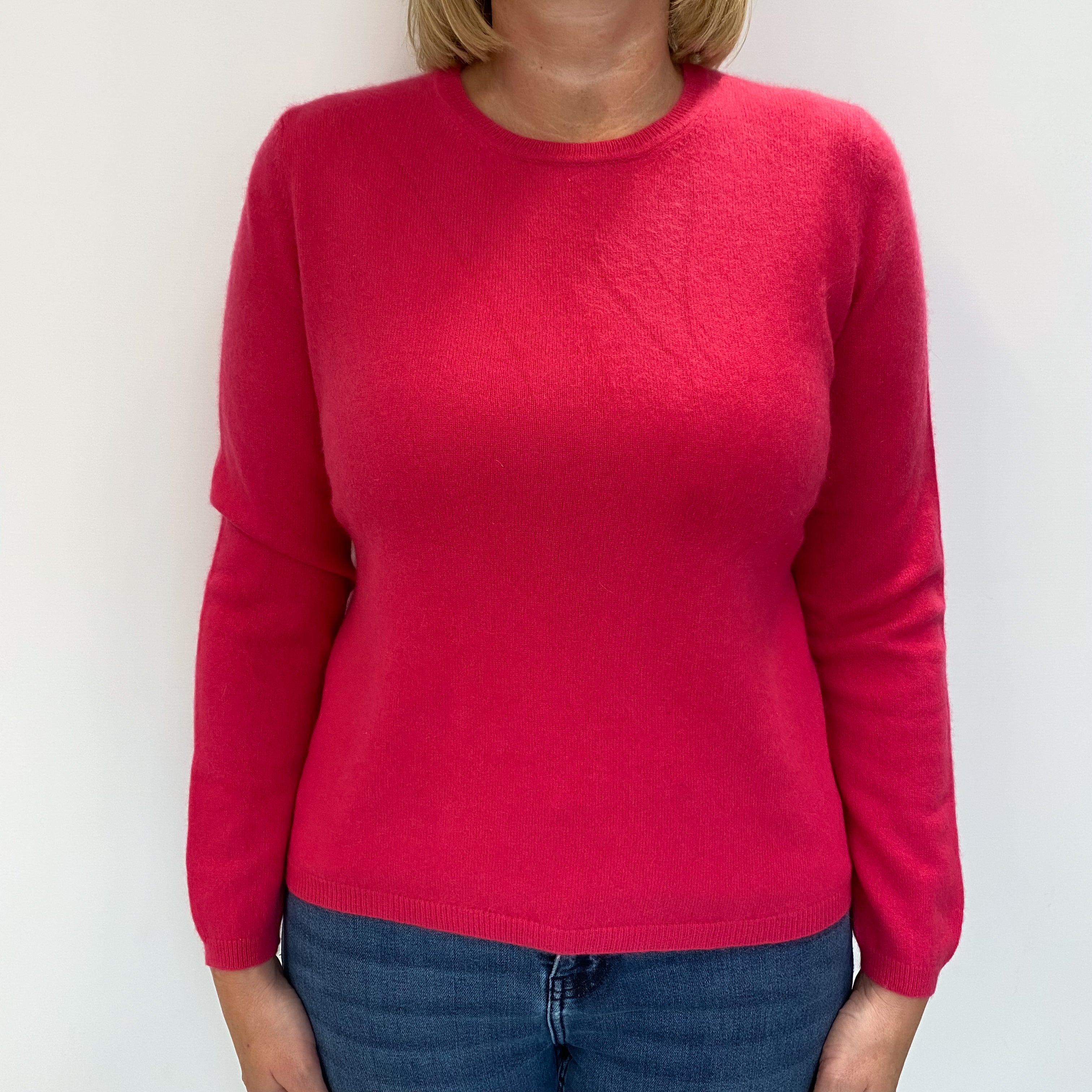 Hot Pink Cashmere Crew Neck Jumper Large