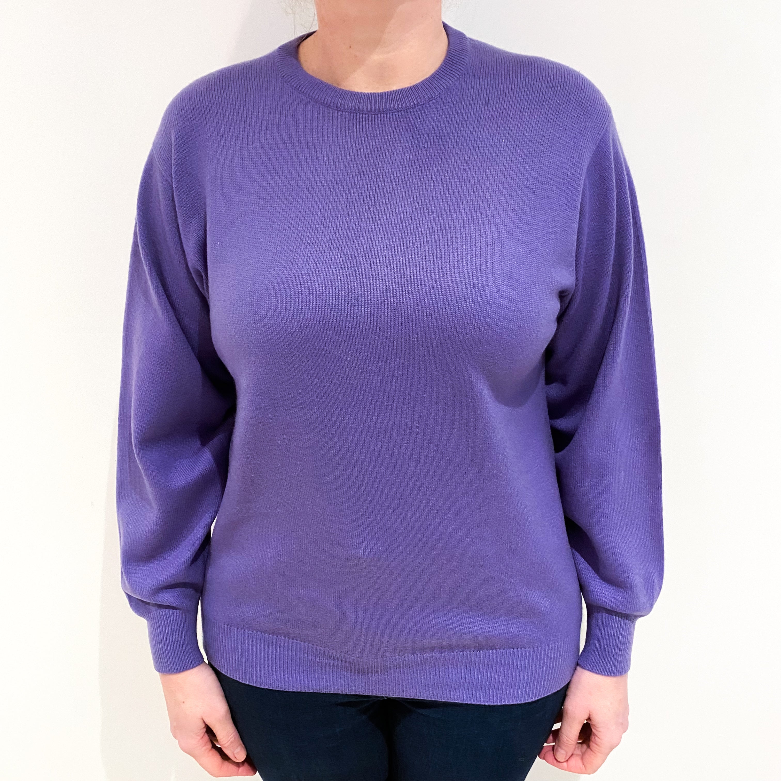 Periwinkle Purple Cashmere Crew Neck Jumper Large