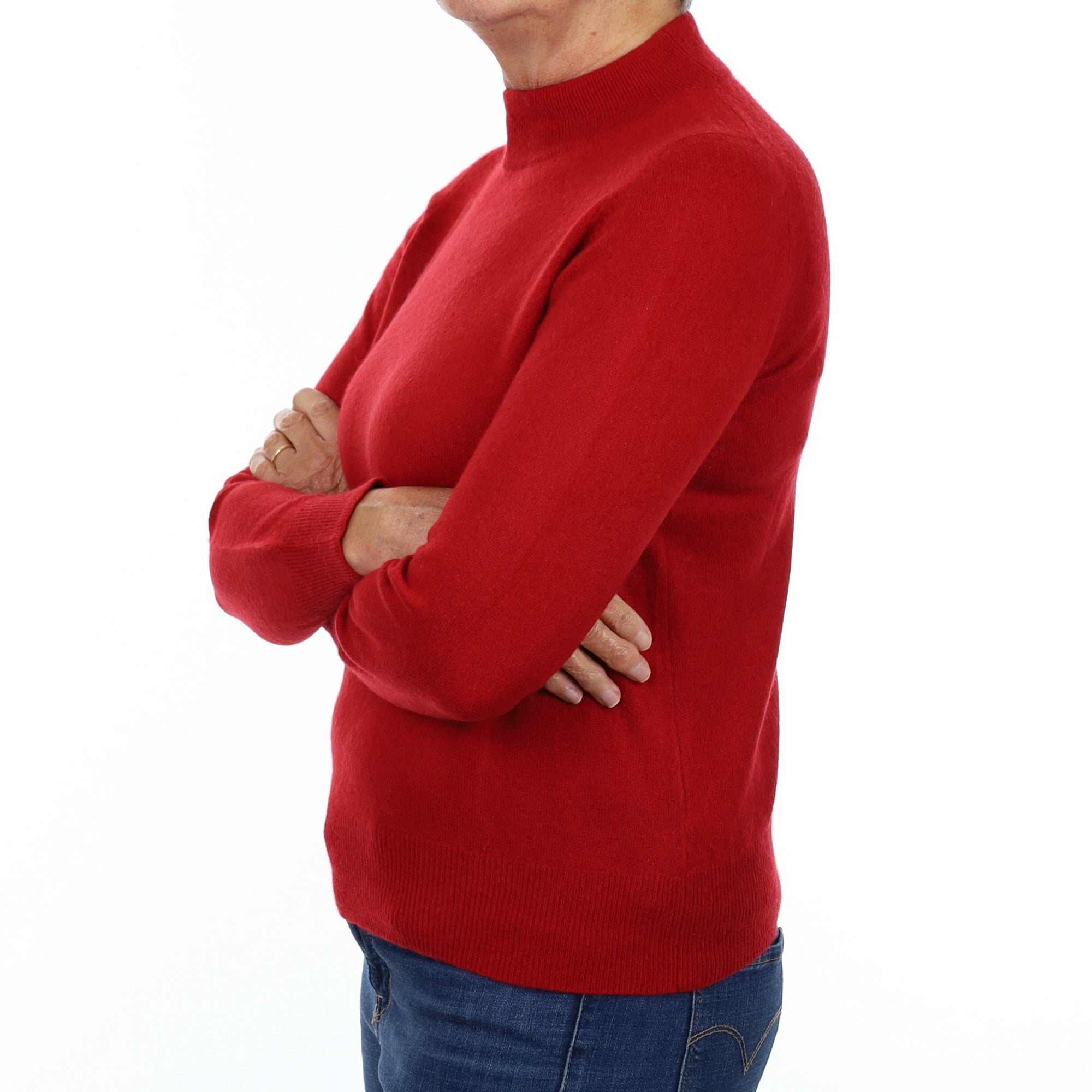 Spanish Red Cashmere Turtle Neck Jumper Medium