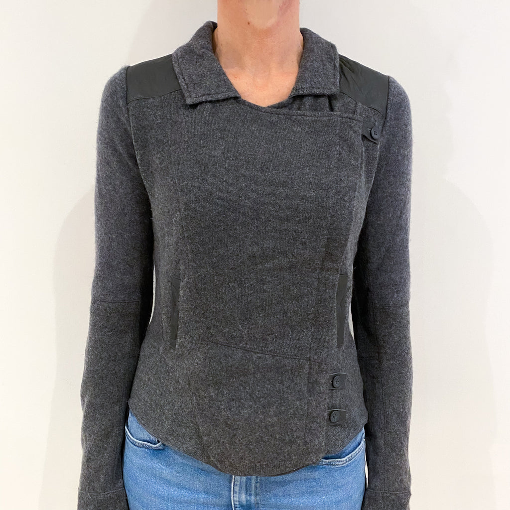 Burning Torch Slate Grey Cashmere Collared Jacket Small