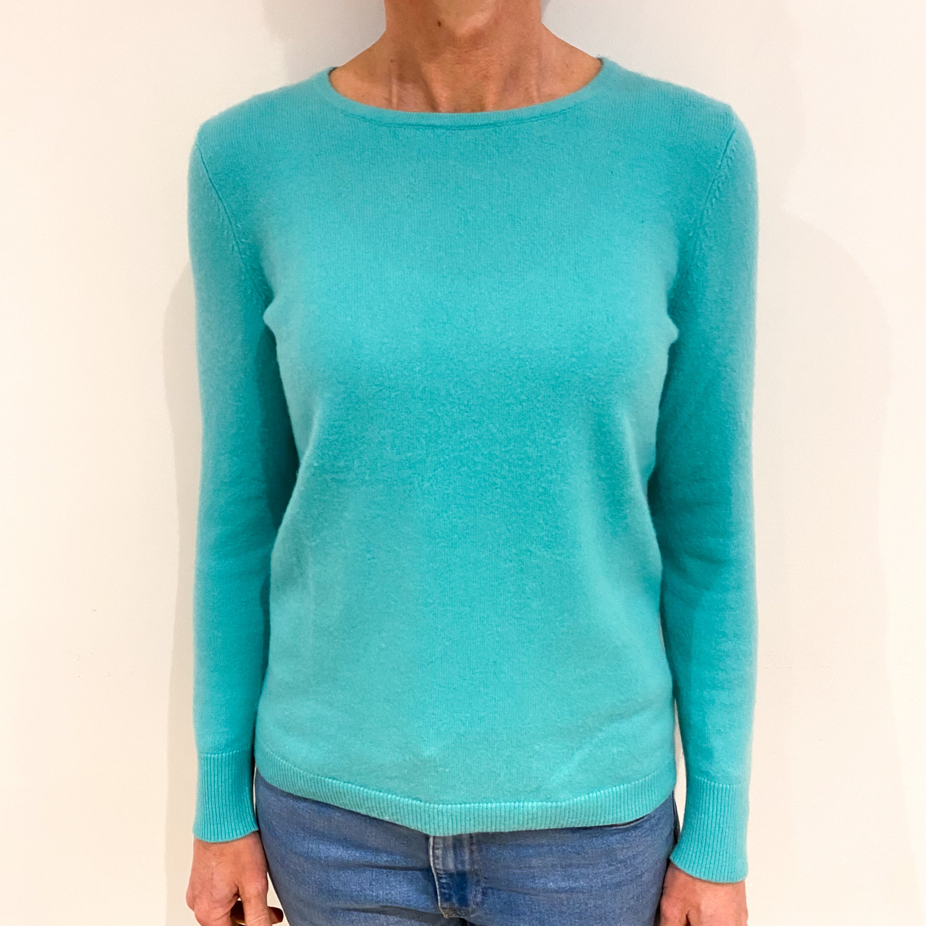 Aqua Green Cashmere Crew Neck Jumper Small