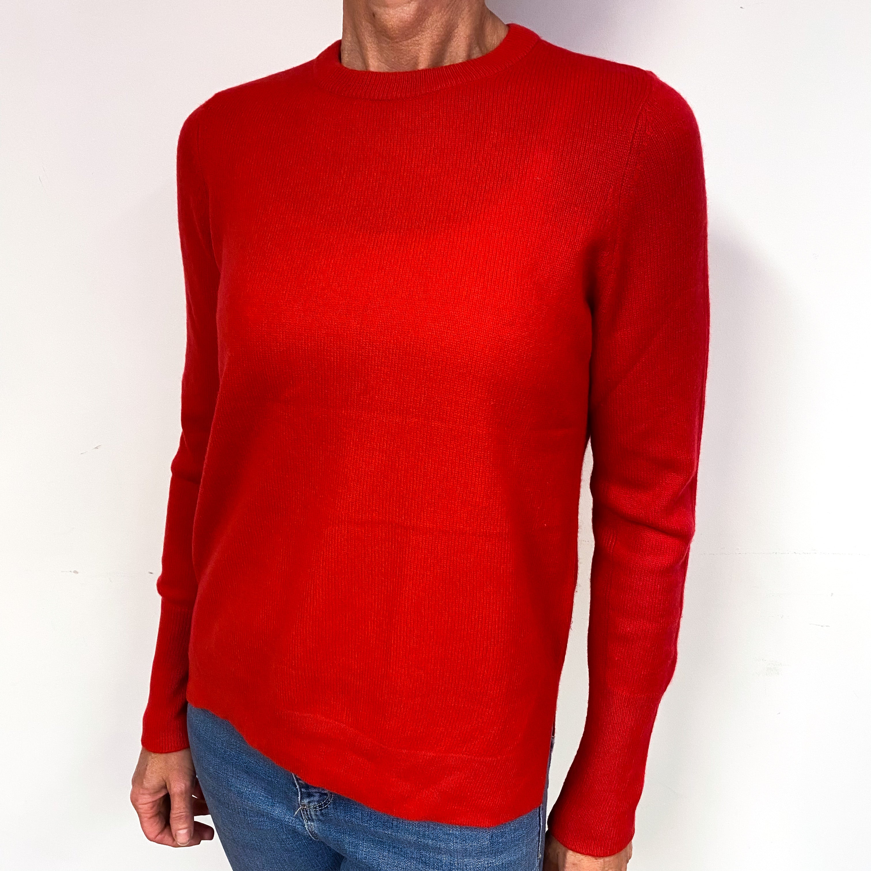 Scarlet Red Cashmere Crew Neck Jumper Medium