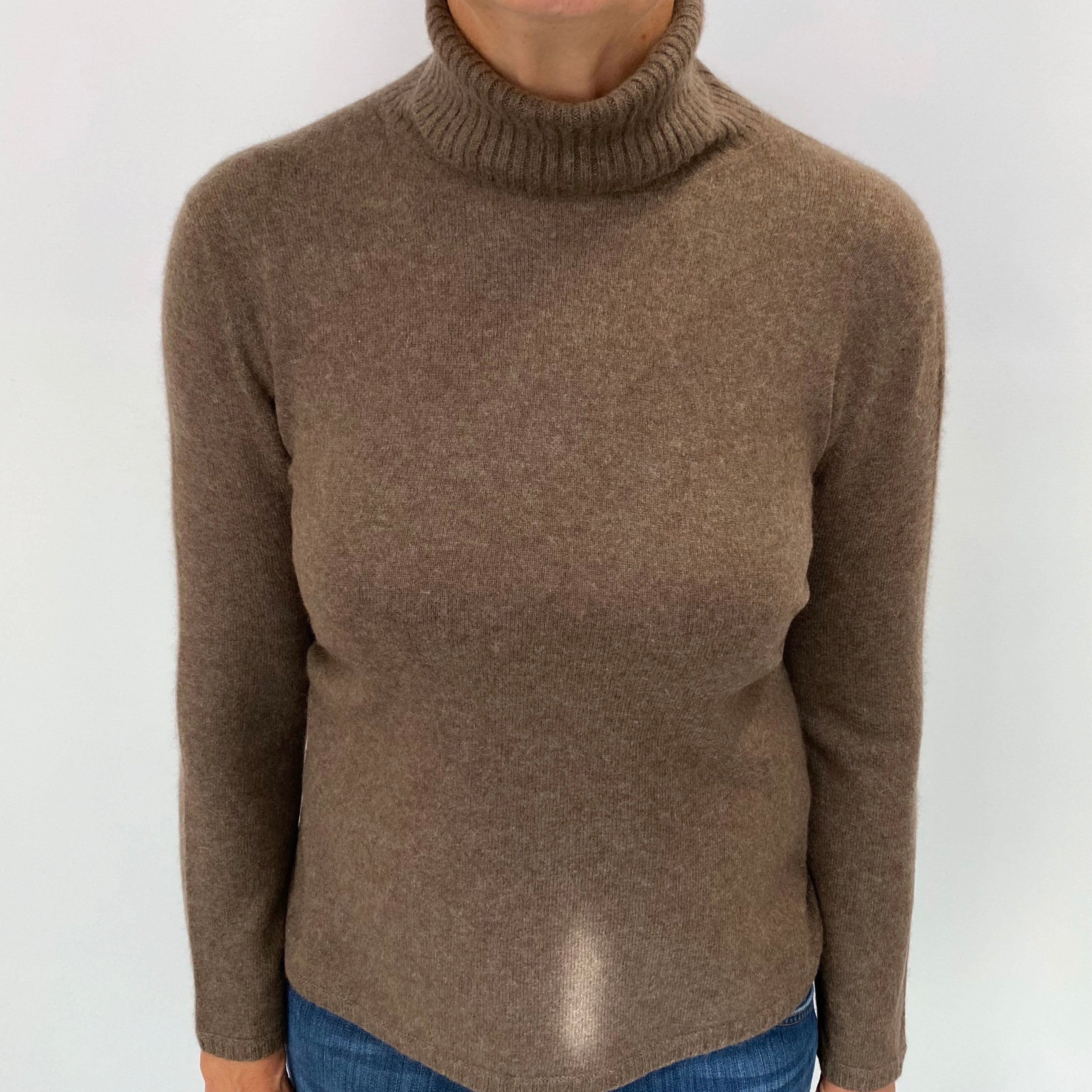 Donkey Brown Cashmere Polo Neck Jumper Medium