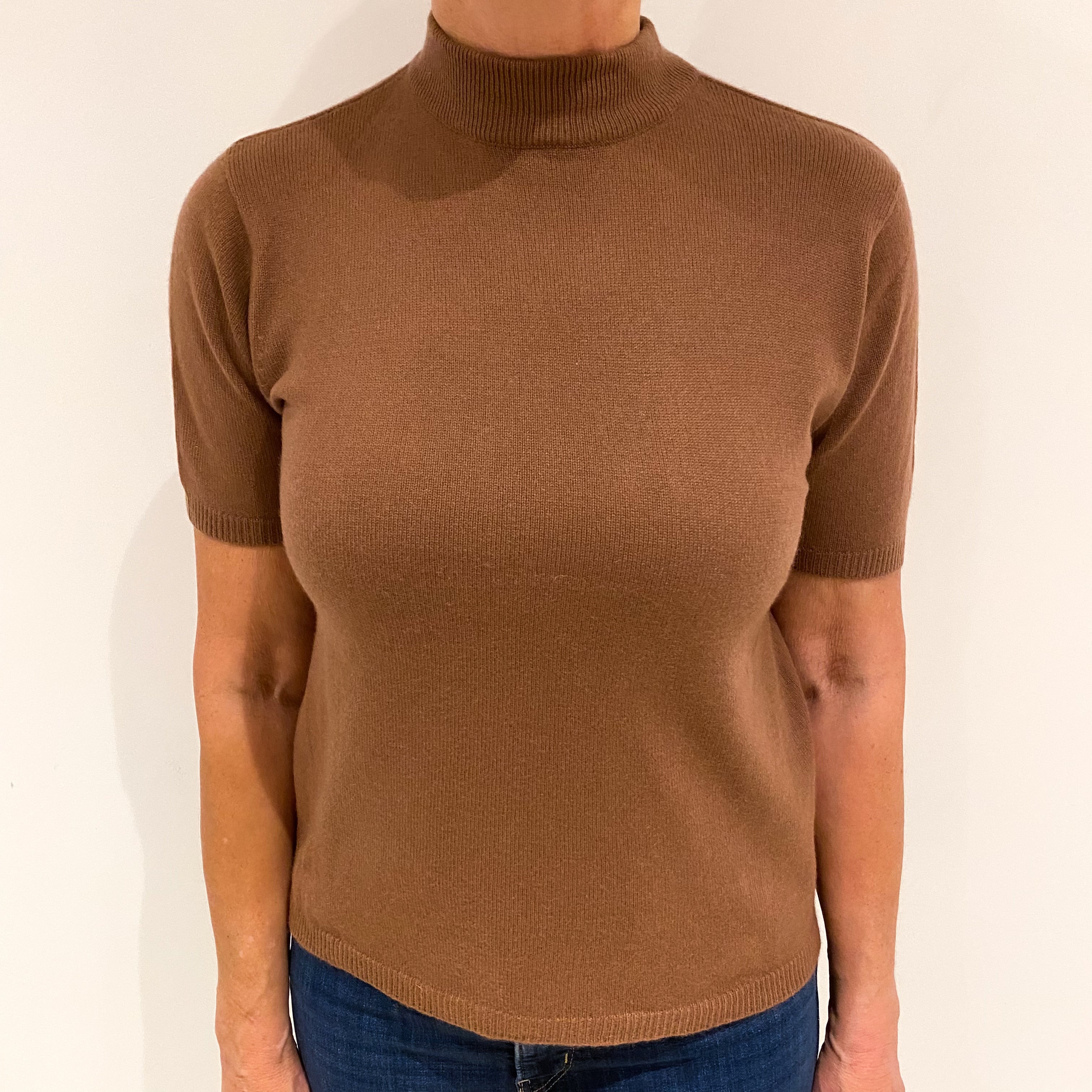 Butter-Scotch Brown Cashmere Turtle Neck Jumper Medium