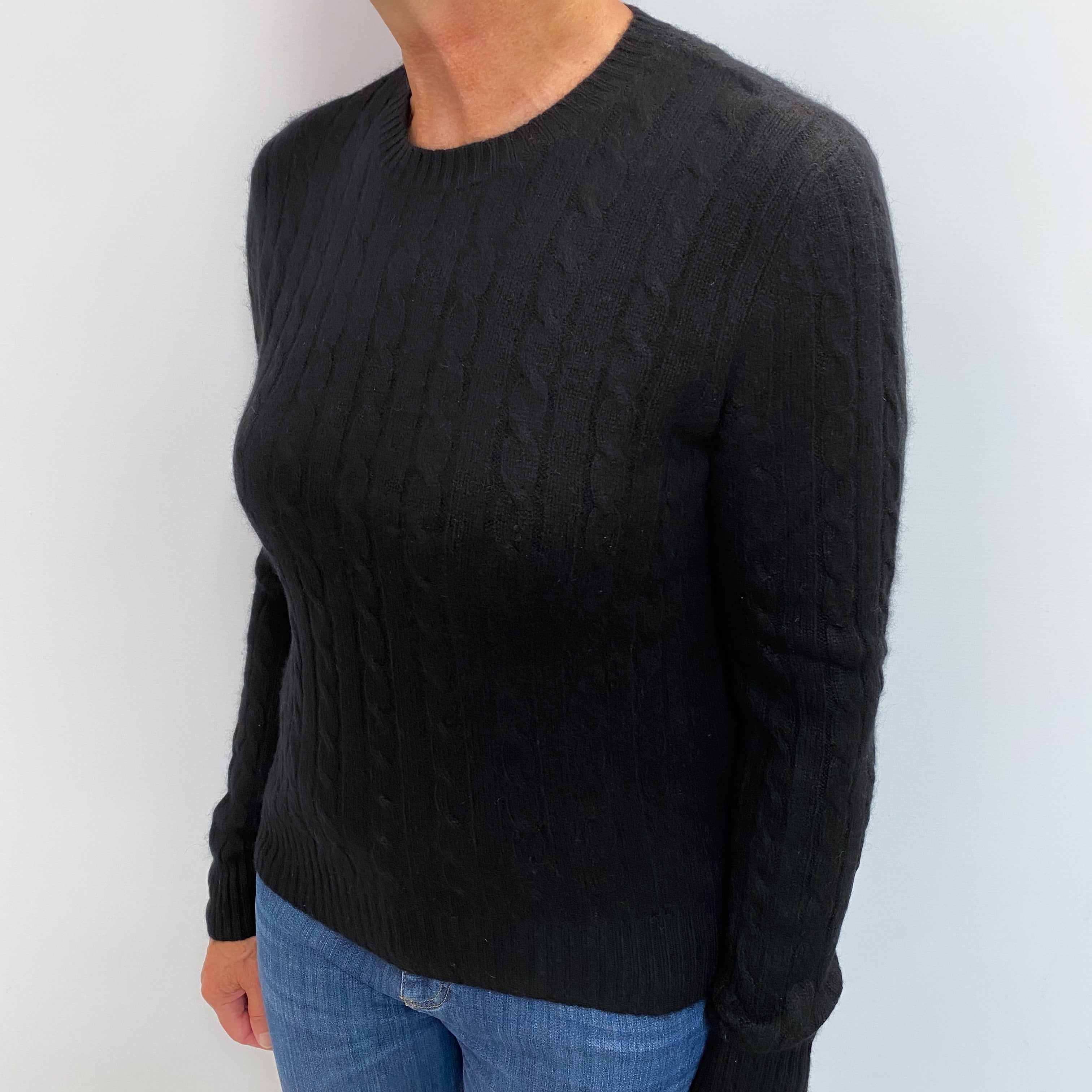 Black Cashmere Crew Neck Jumper Medium
