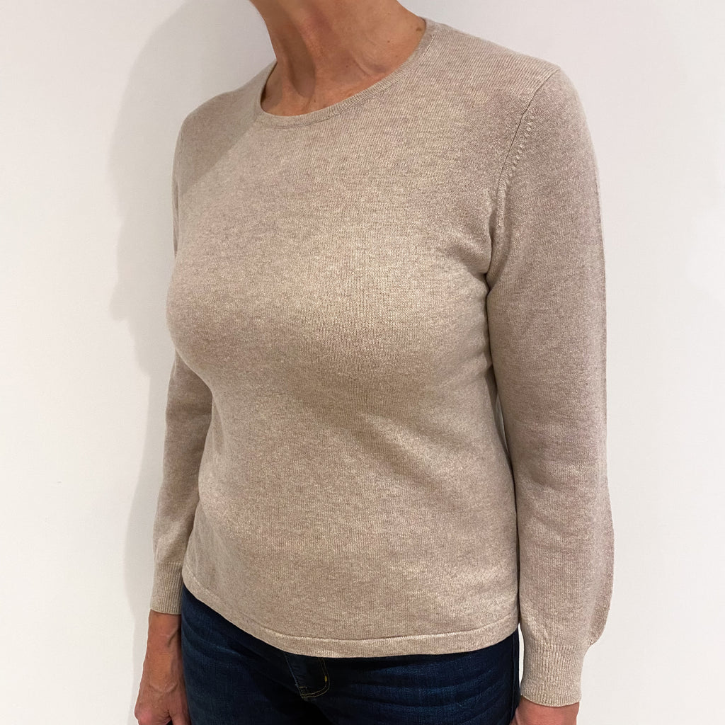 Biscuit Brown Cashmere Crew Neck Jumper Medium