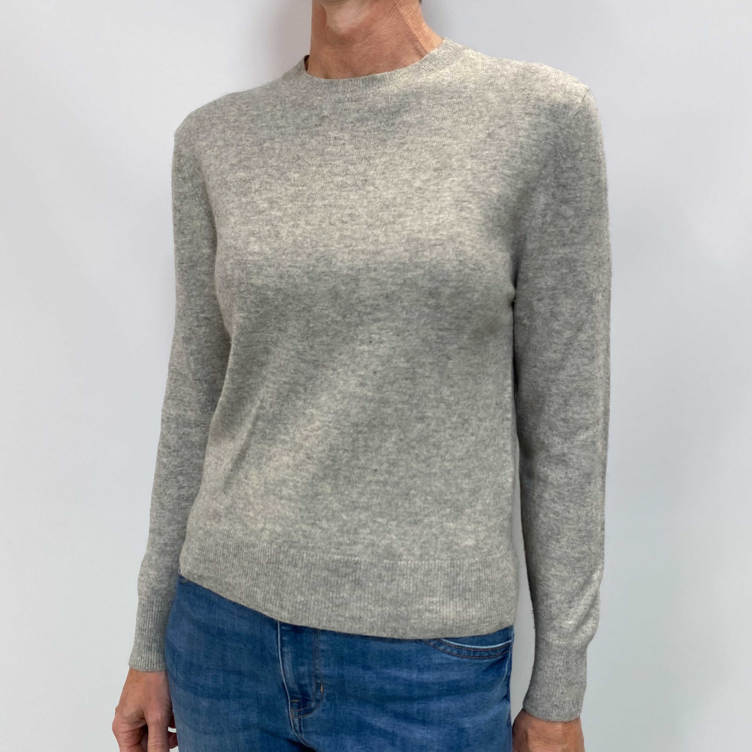 Smoke Grey Cashmere Crew Neck Jumper Small
