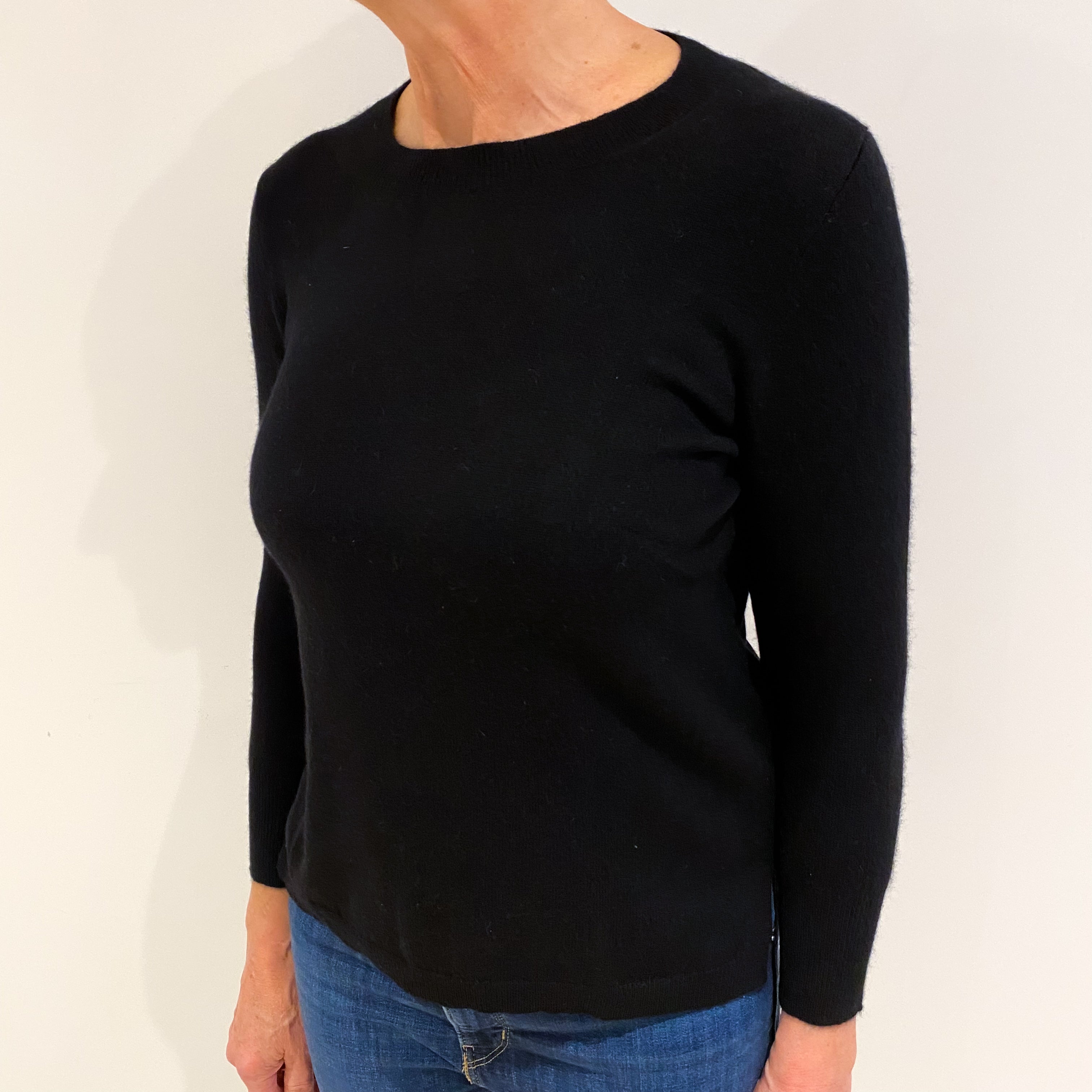 Black Cashmere Crew Neck Jumper Medium