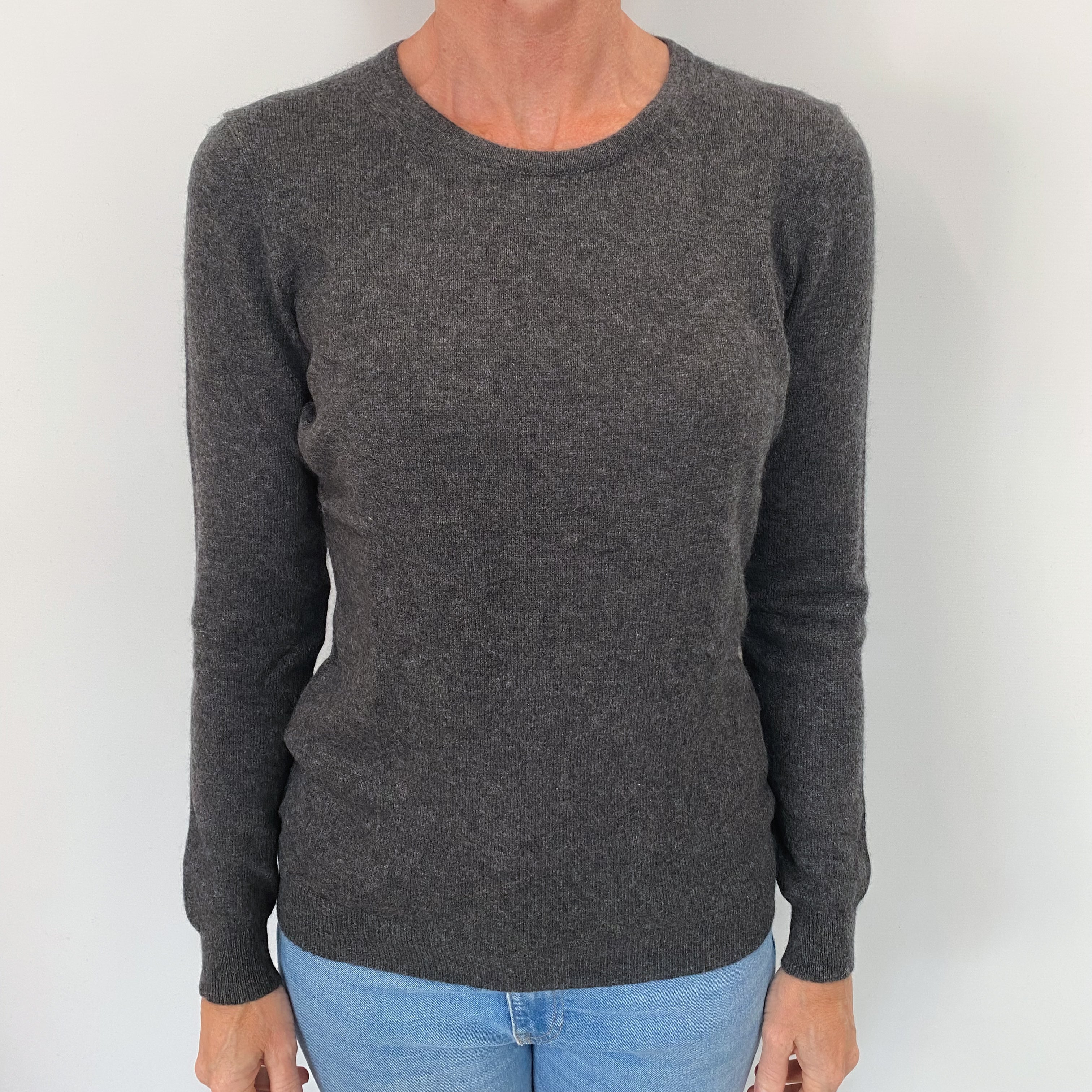 Slate Grey Cashmere Crew Neck Jumper Small