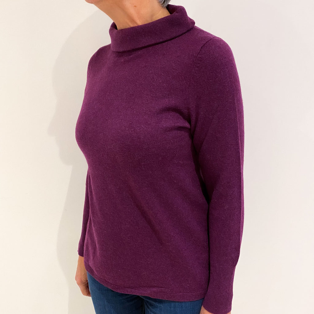 Plum Purple Cashmere Boat Neck Jumper Medium
