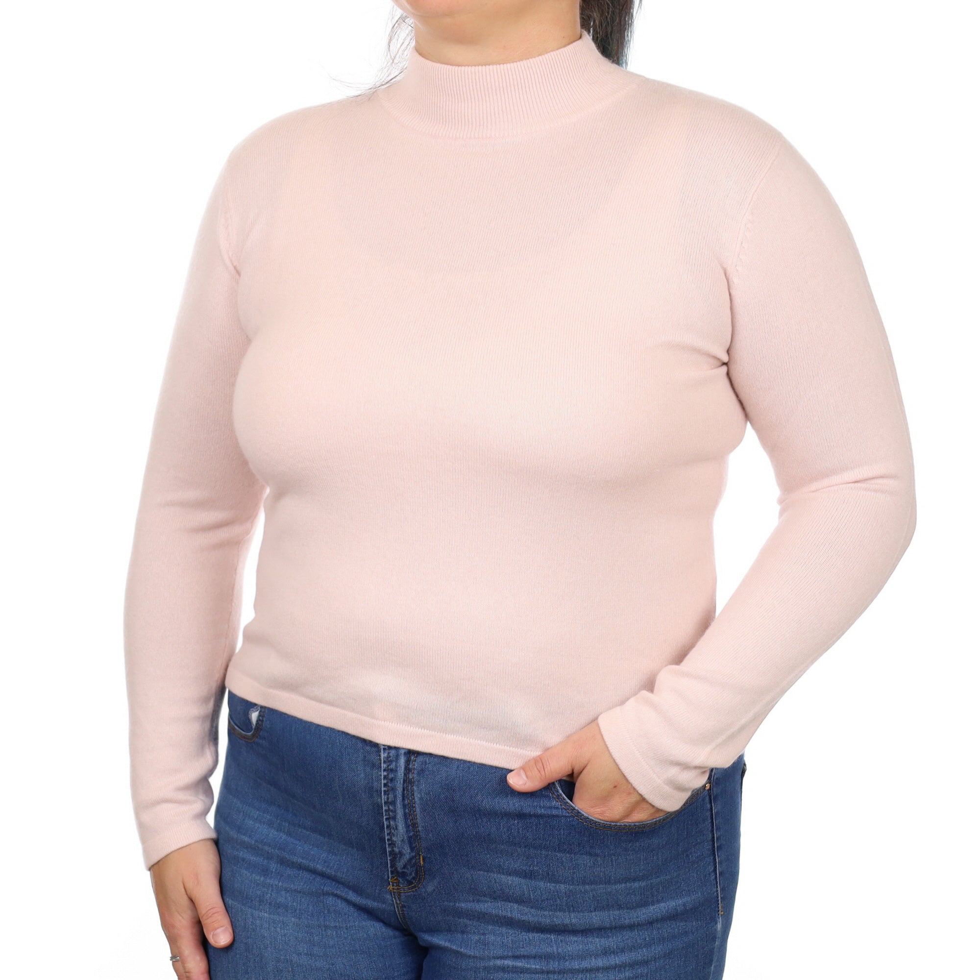 Shell Pink Cashmere Turtle Neck Jumper Large