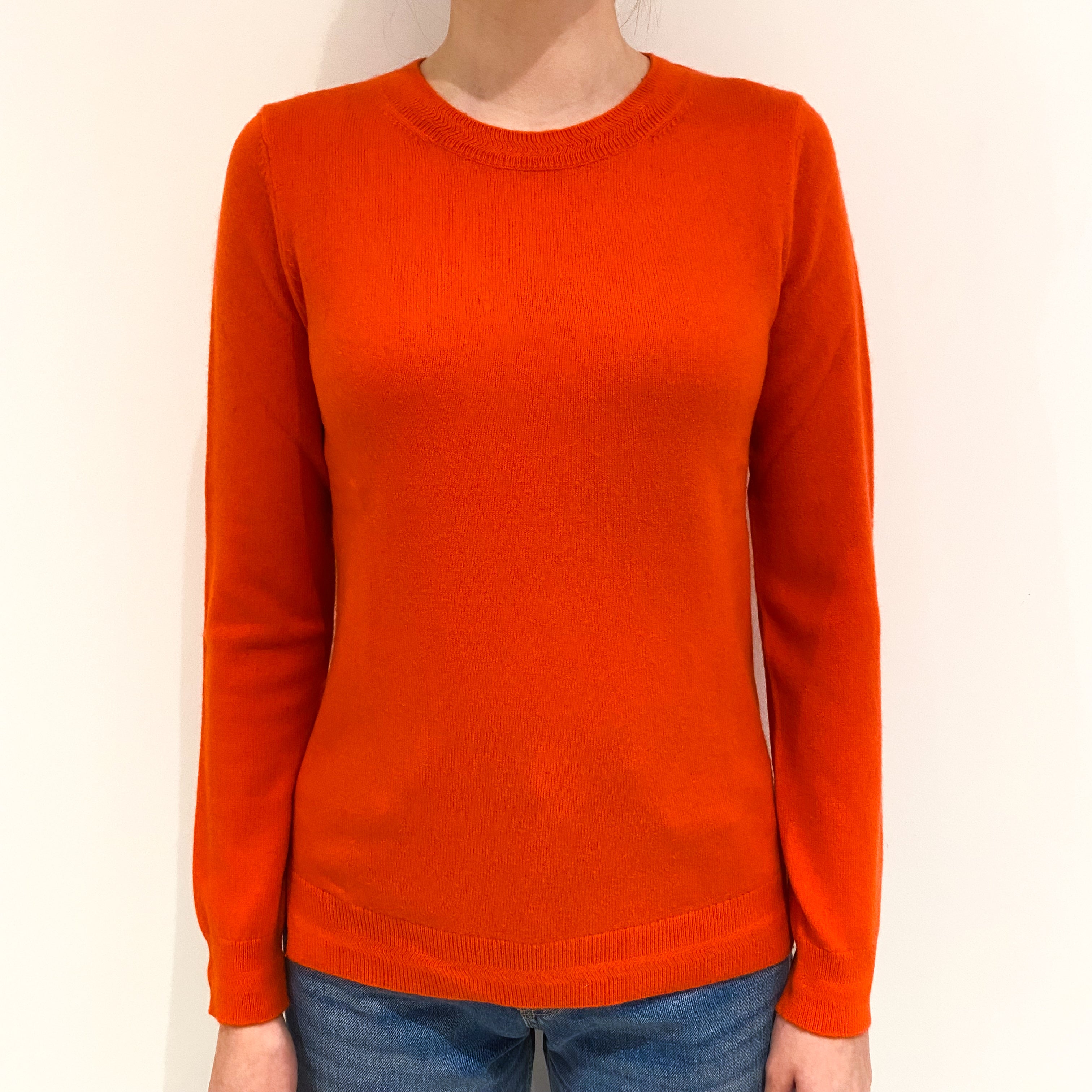 Tangerine Orange Cashmere Crew Neck Jumper Extra Small