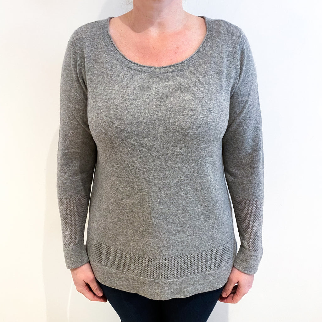 Ash Grey Cashmere Scoop Neck Jumper Large