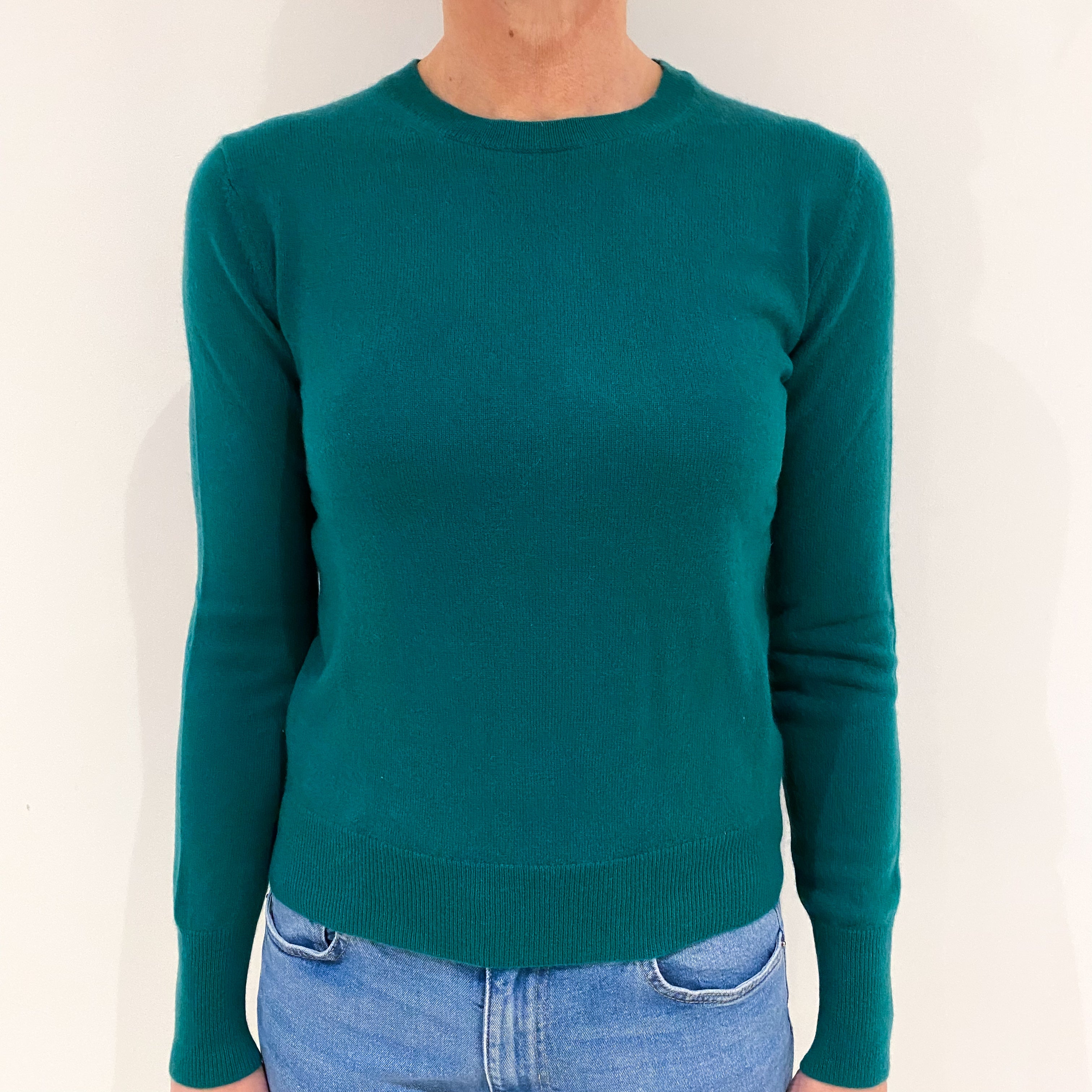 Shamrock Green Cashmere Crew Neck Jumper Small
