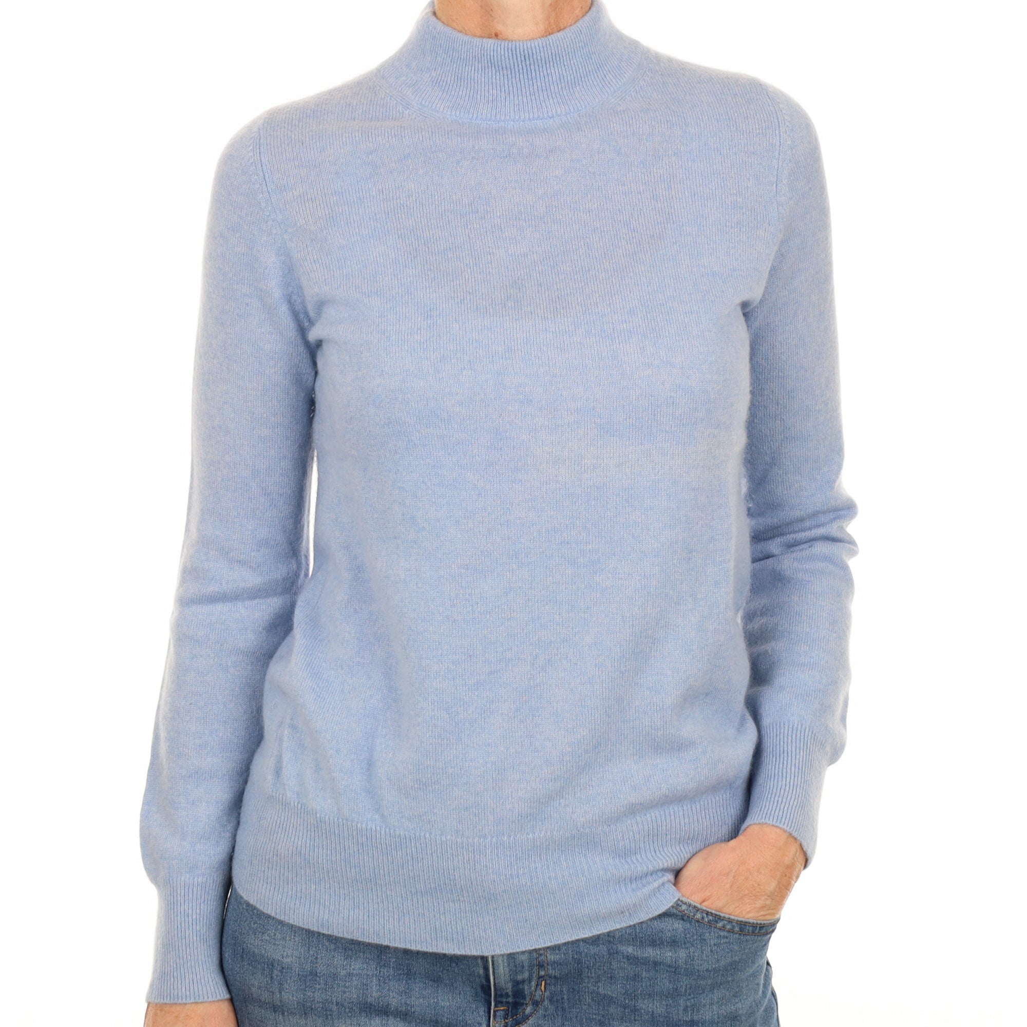 Sky Blue Cashmere Turtle Neck Jumper Small