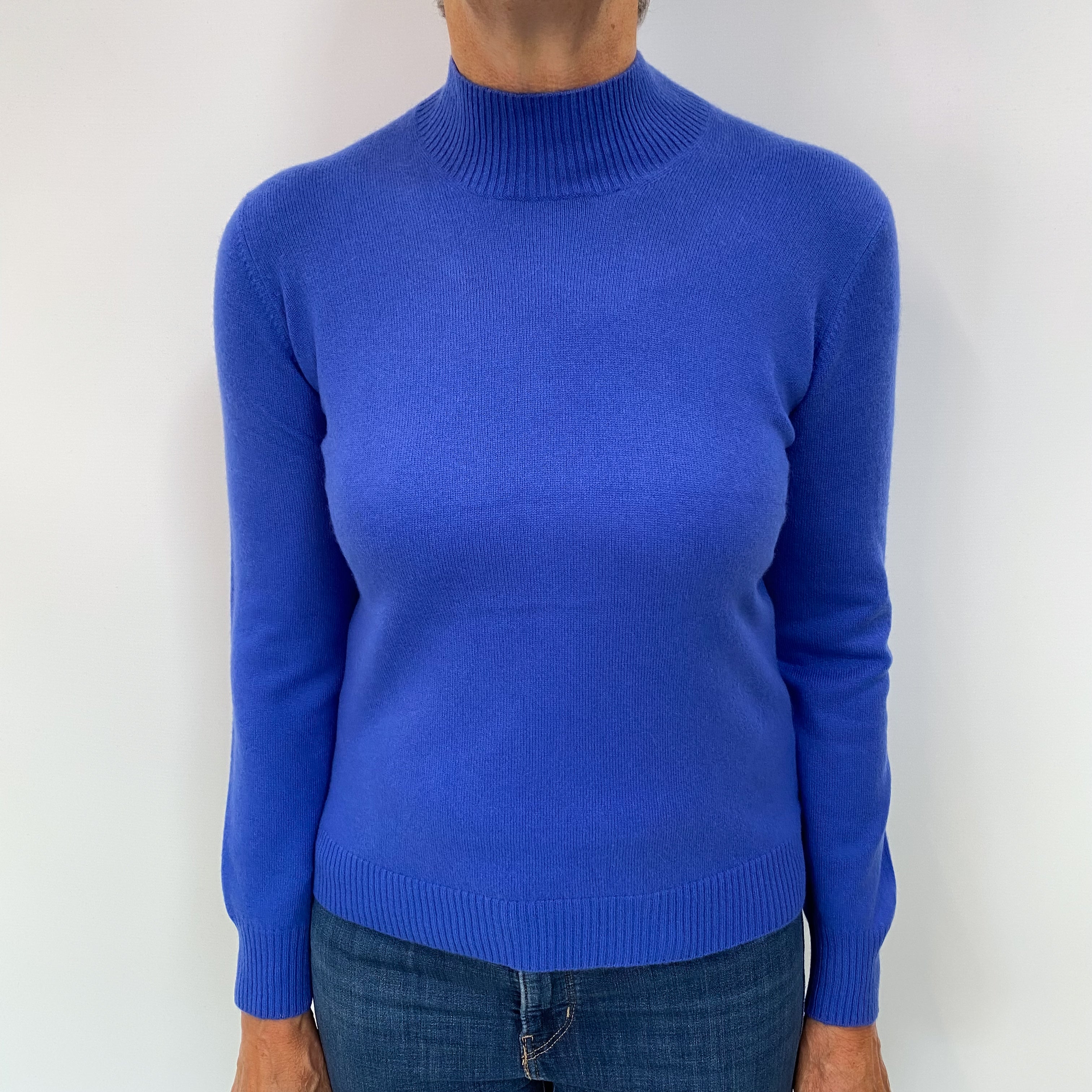 Cobalt Blue Cashmere Crew Neck Jumper Medium