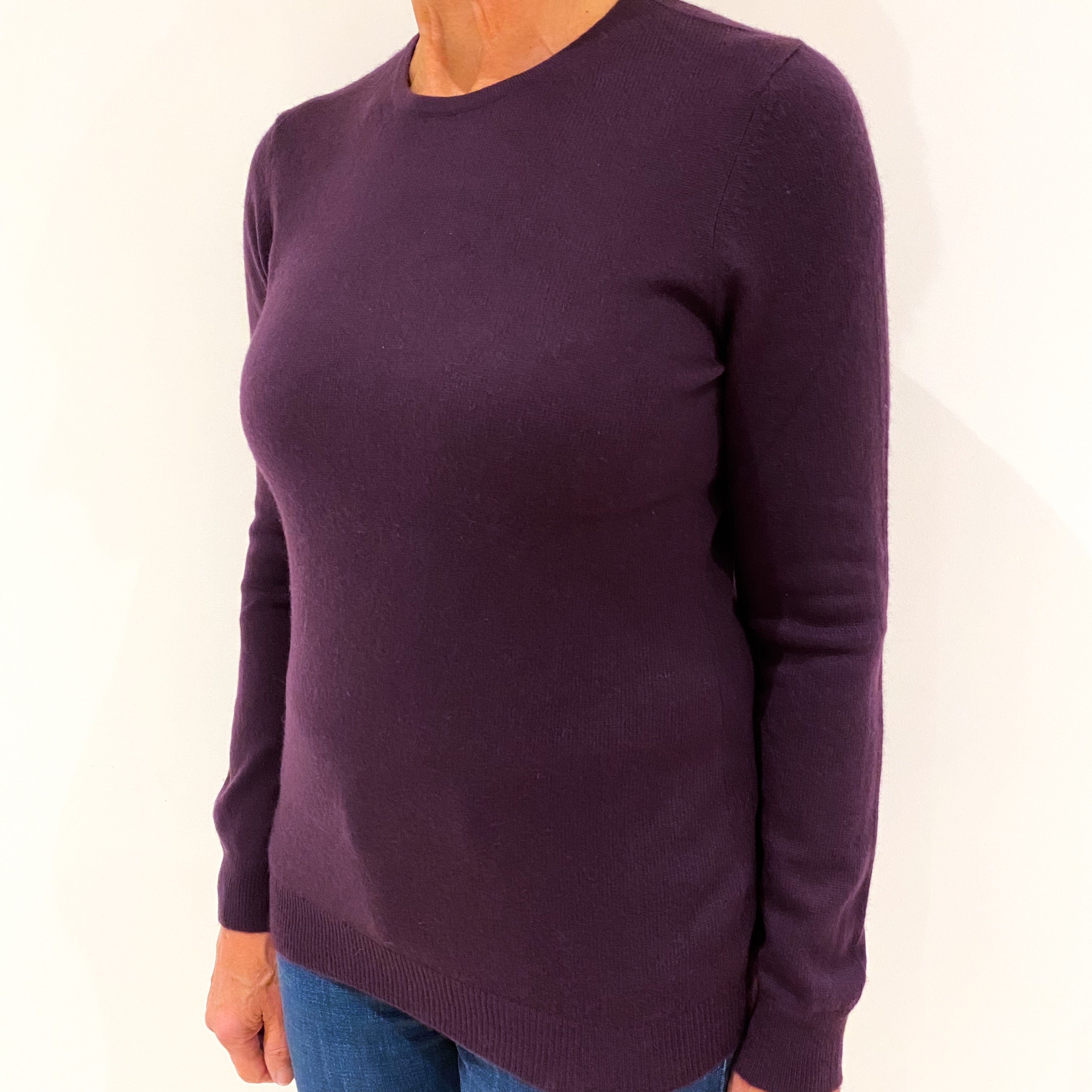 Grape Purple Cashmere Crew Neck Jumper Medium