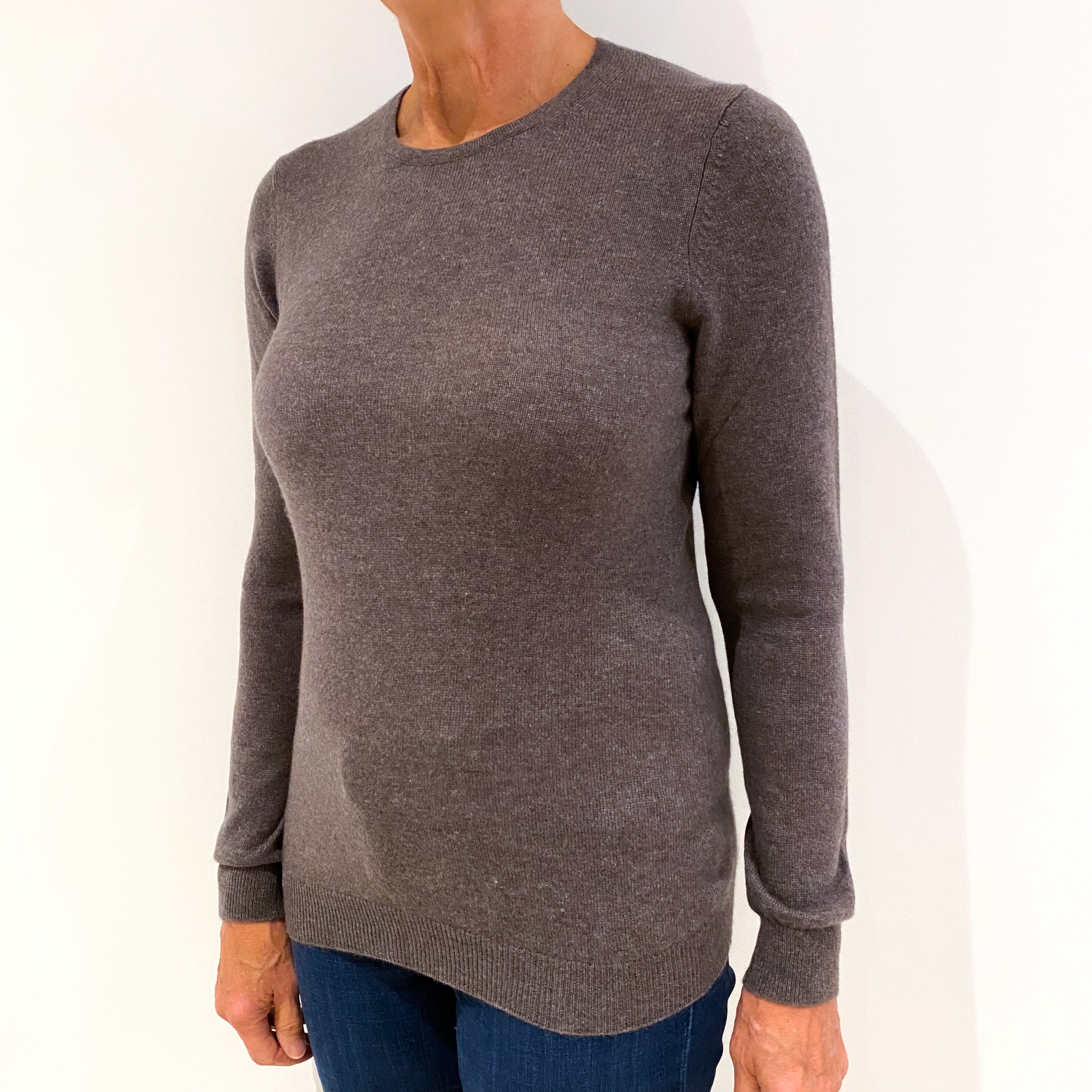 Muted Brown Cashmere Crew Neck Jumper Medium