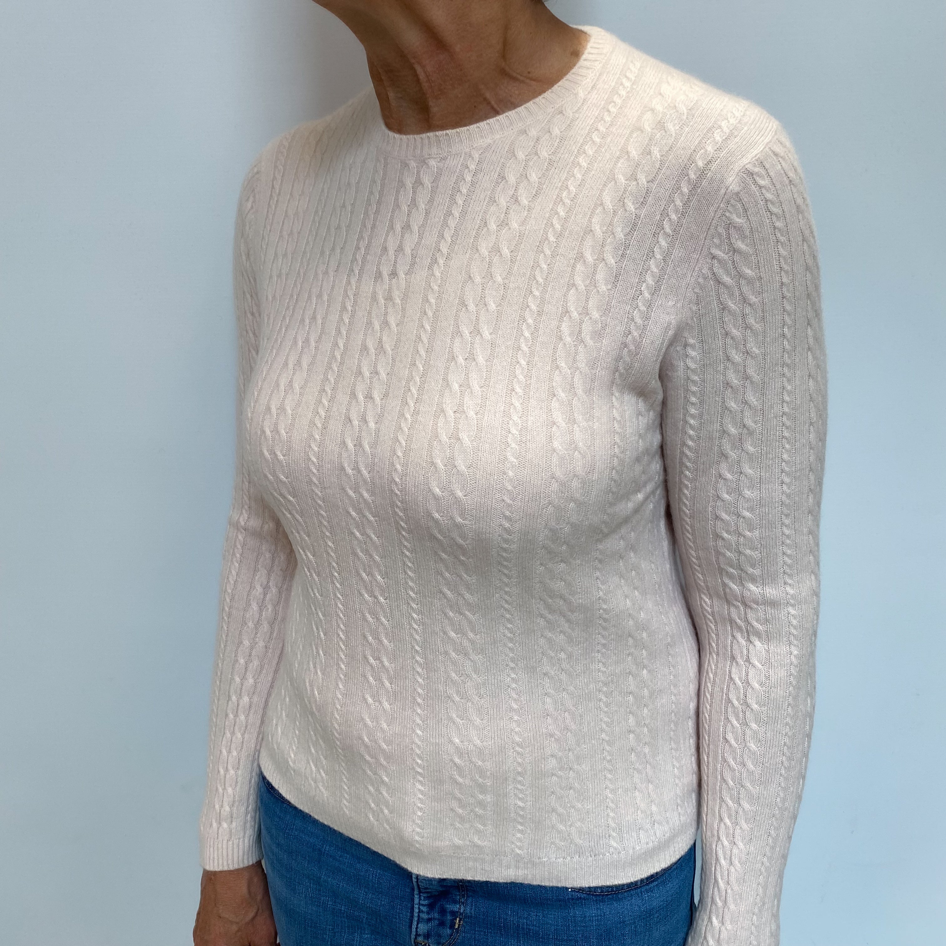 Nude Pink Cashmere Crew Neck Jumper Medium