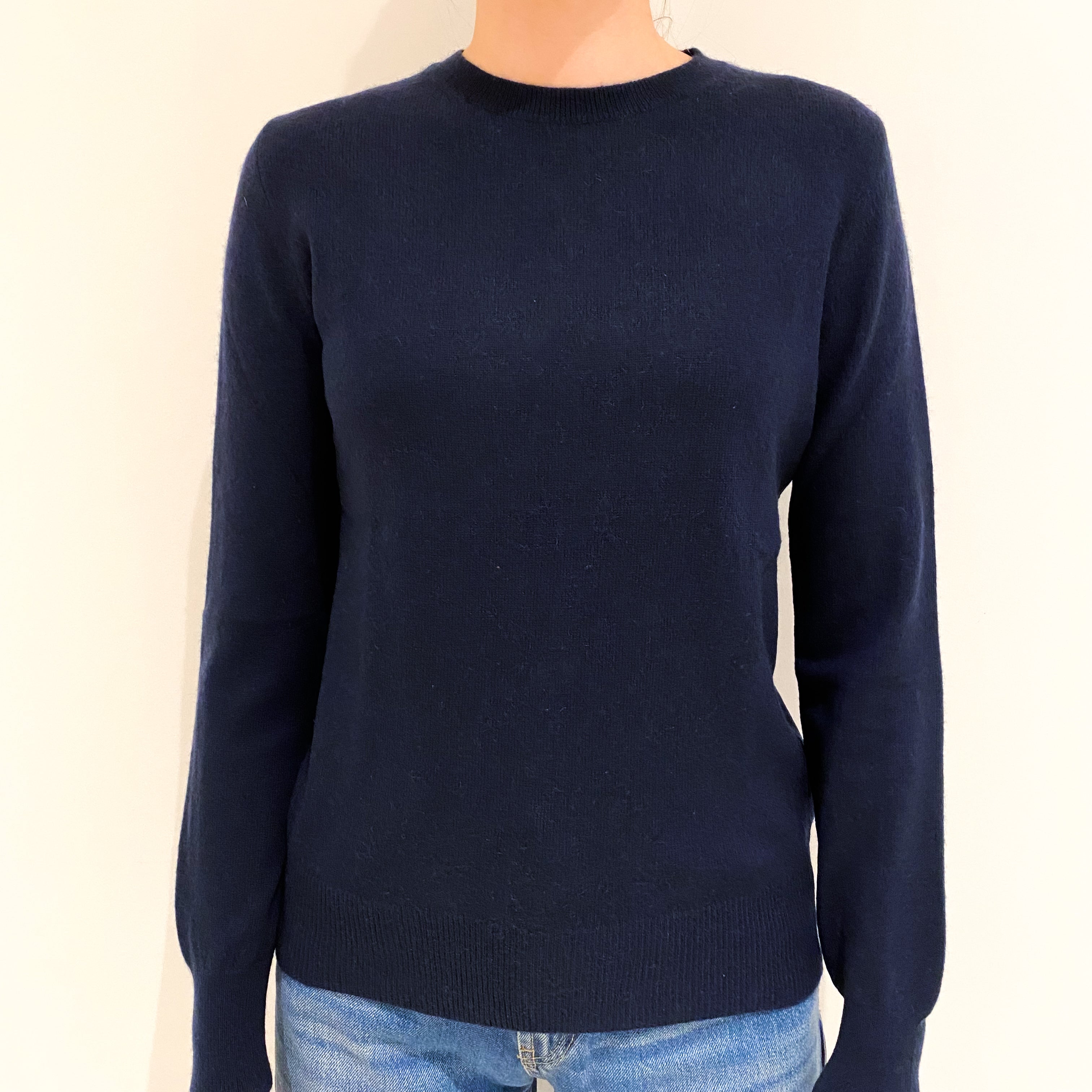 Navy Blue Cashmere Crew Neck Jumper Extra Small