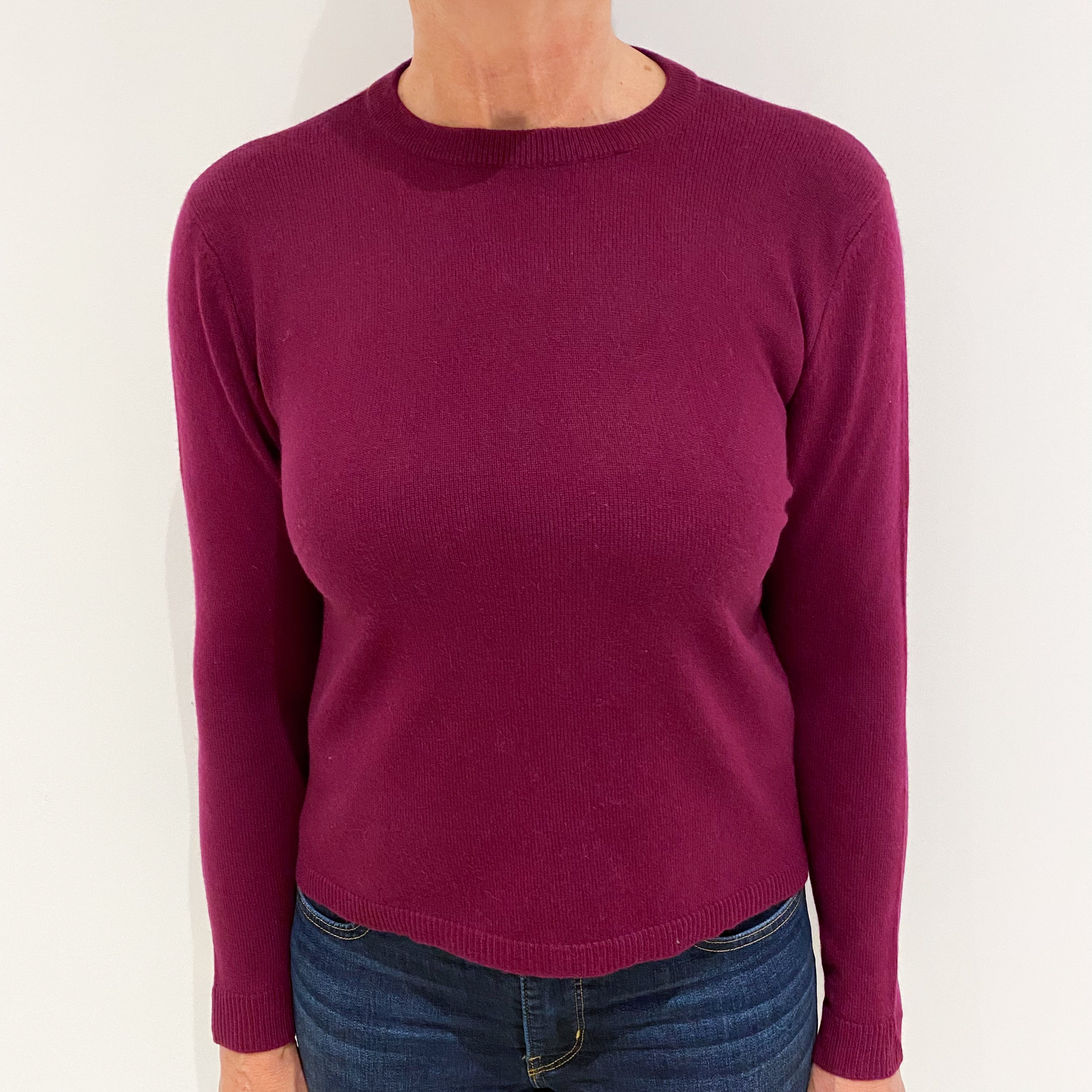 Mulberry Purple Cashmere Crew Neck Jumper Medium