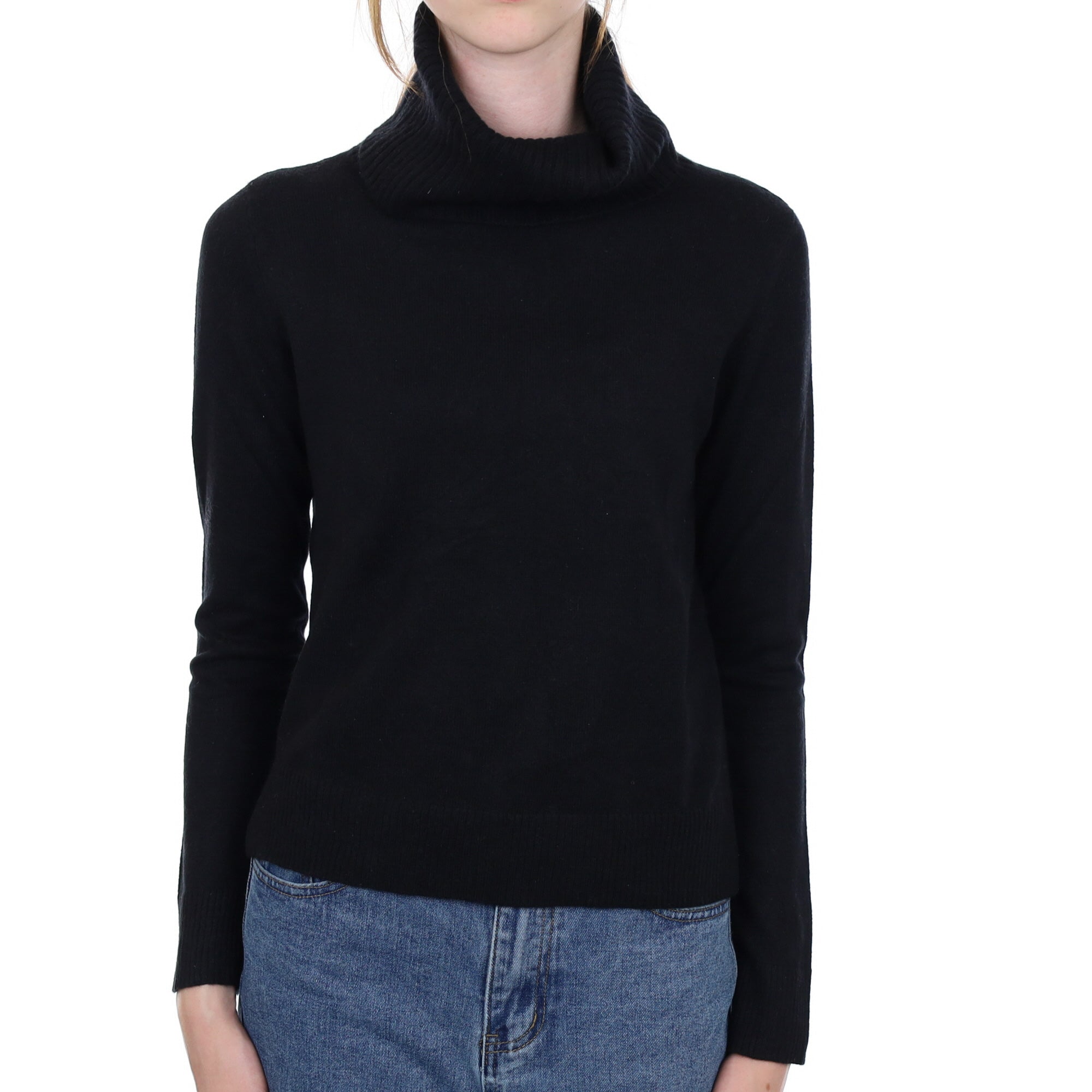 Black Cashmere Polo Neck Jumper Extra Small