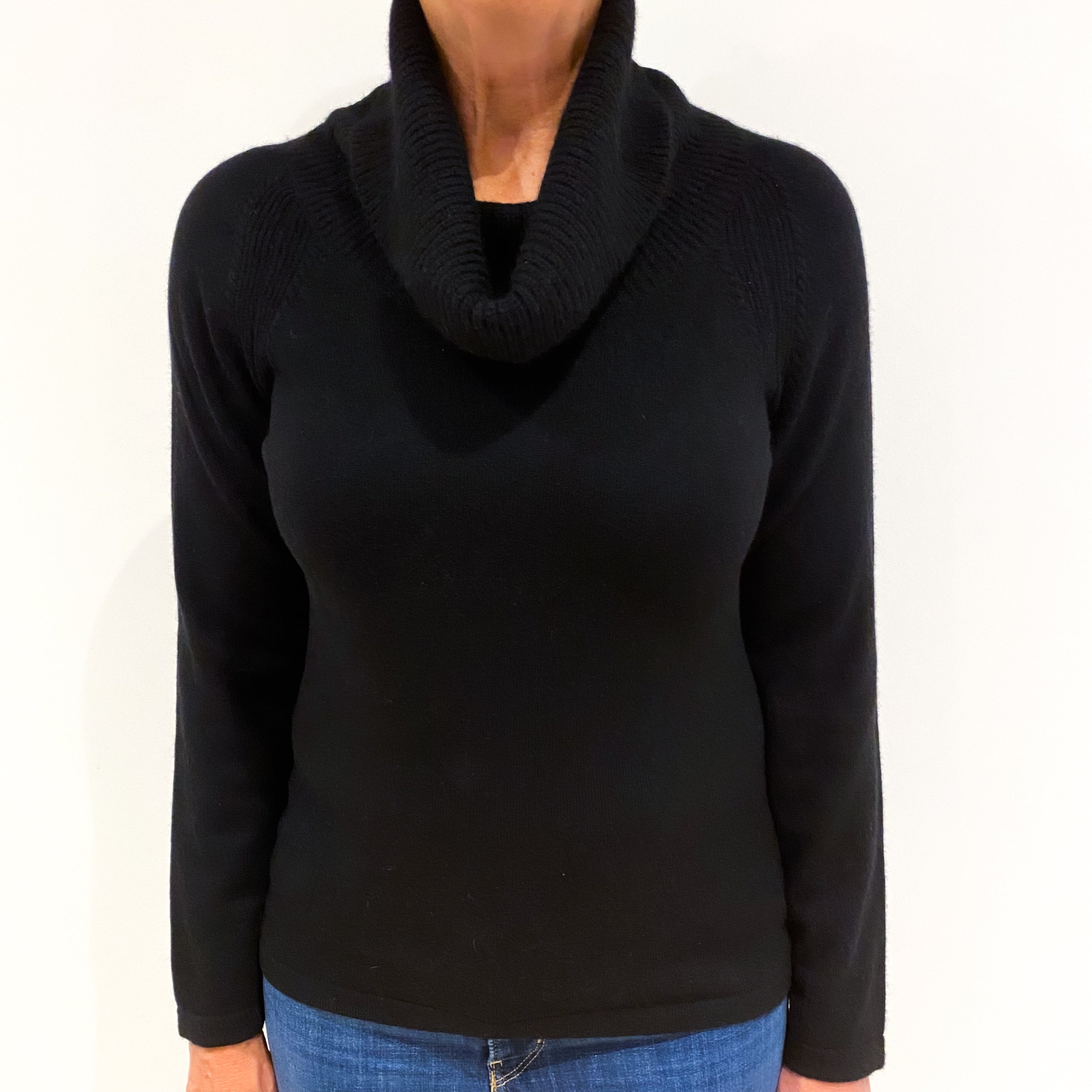 Black Cashmere Cowl Neck Jumper Medium