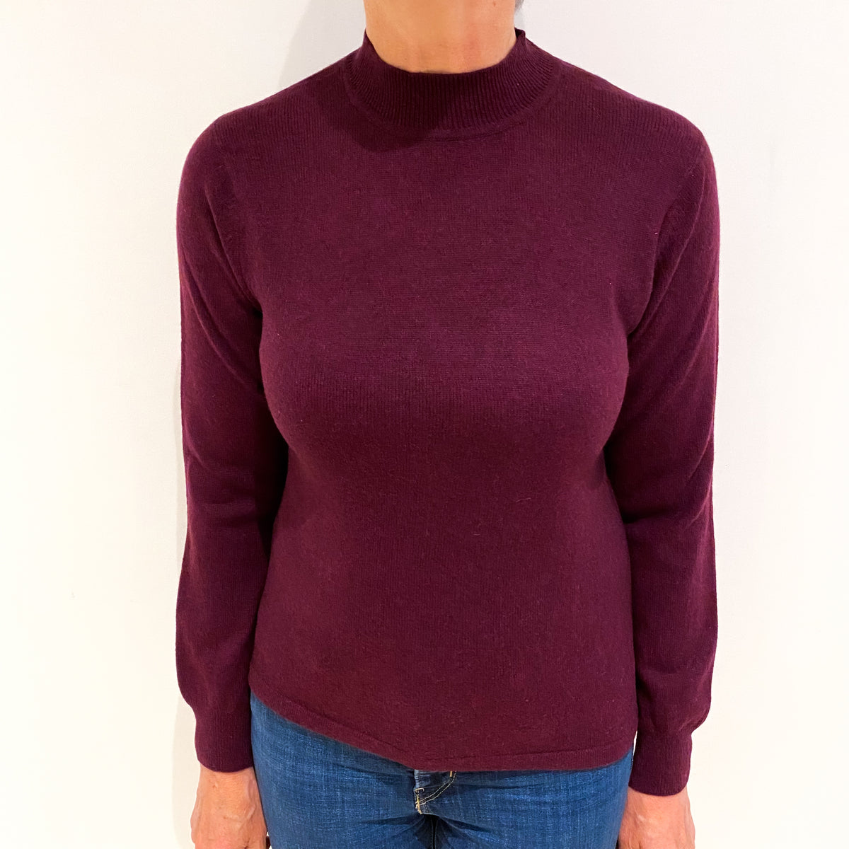 Mulberry Purple Cashmere Turtle Neck Jumper Medium