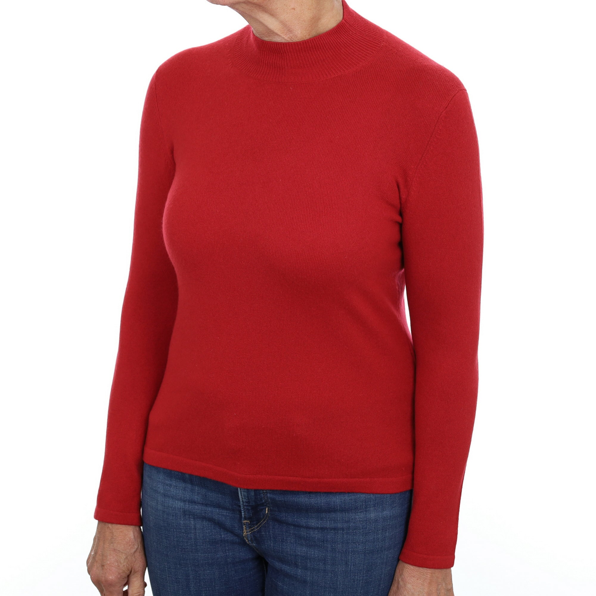 Scarlet Red Cashmere Turtle Neck Jumper Medium