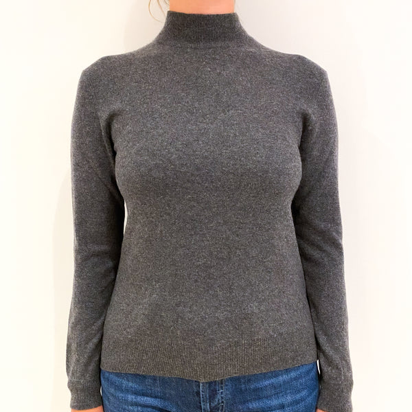 Slate Grey Cashmere Polo Neck Jumper Small