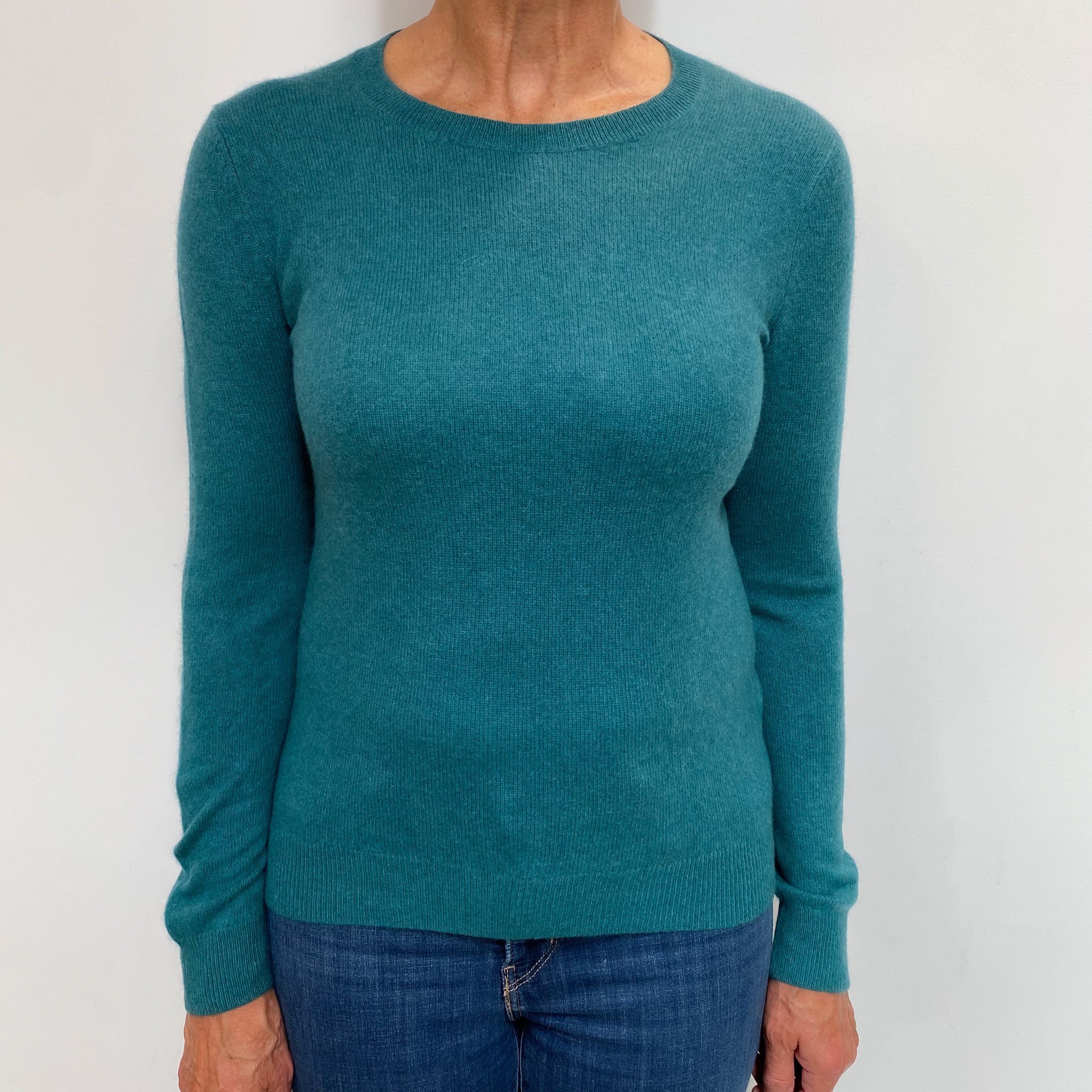 Deep Sea Green Cashmere Crew Neck Jumper Medium