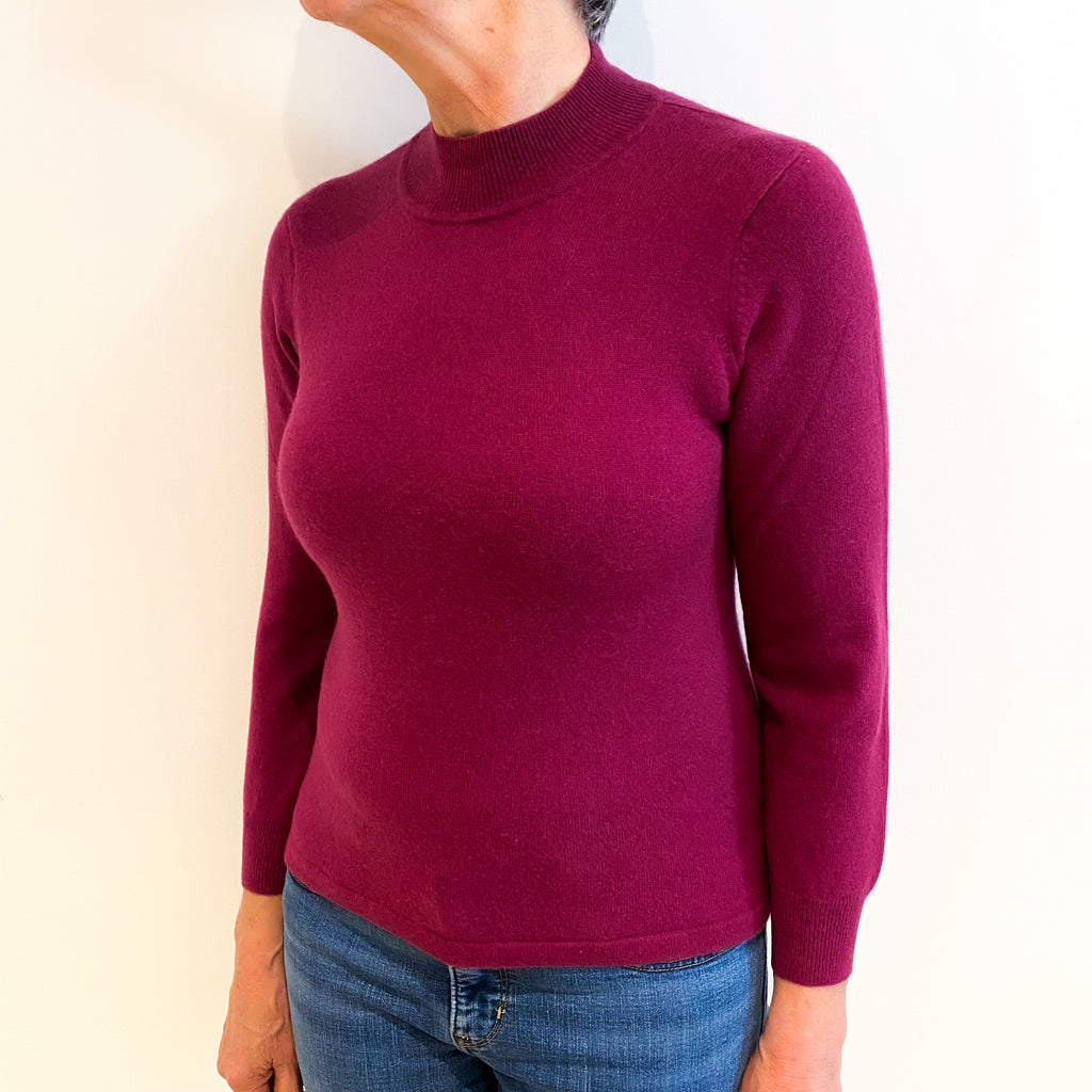 Heather Purple Cashmere Turtle Neck Jumper Medium