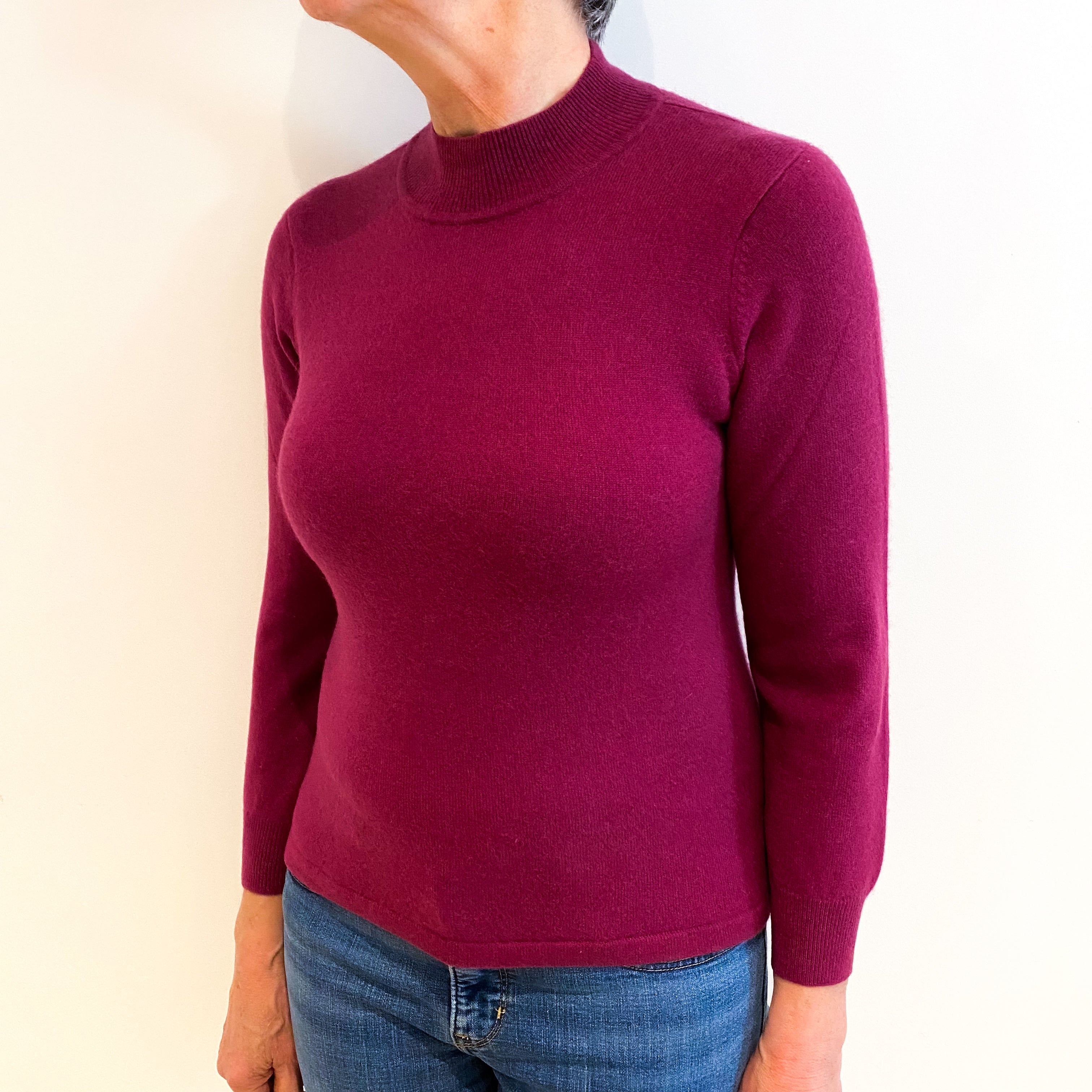 Heather Purple Cashmere Turtle Neck Jumper Medium