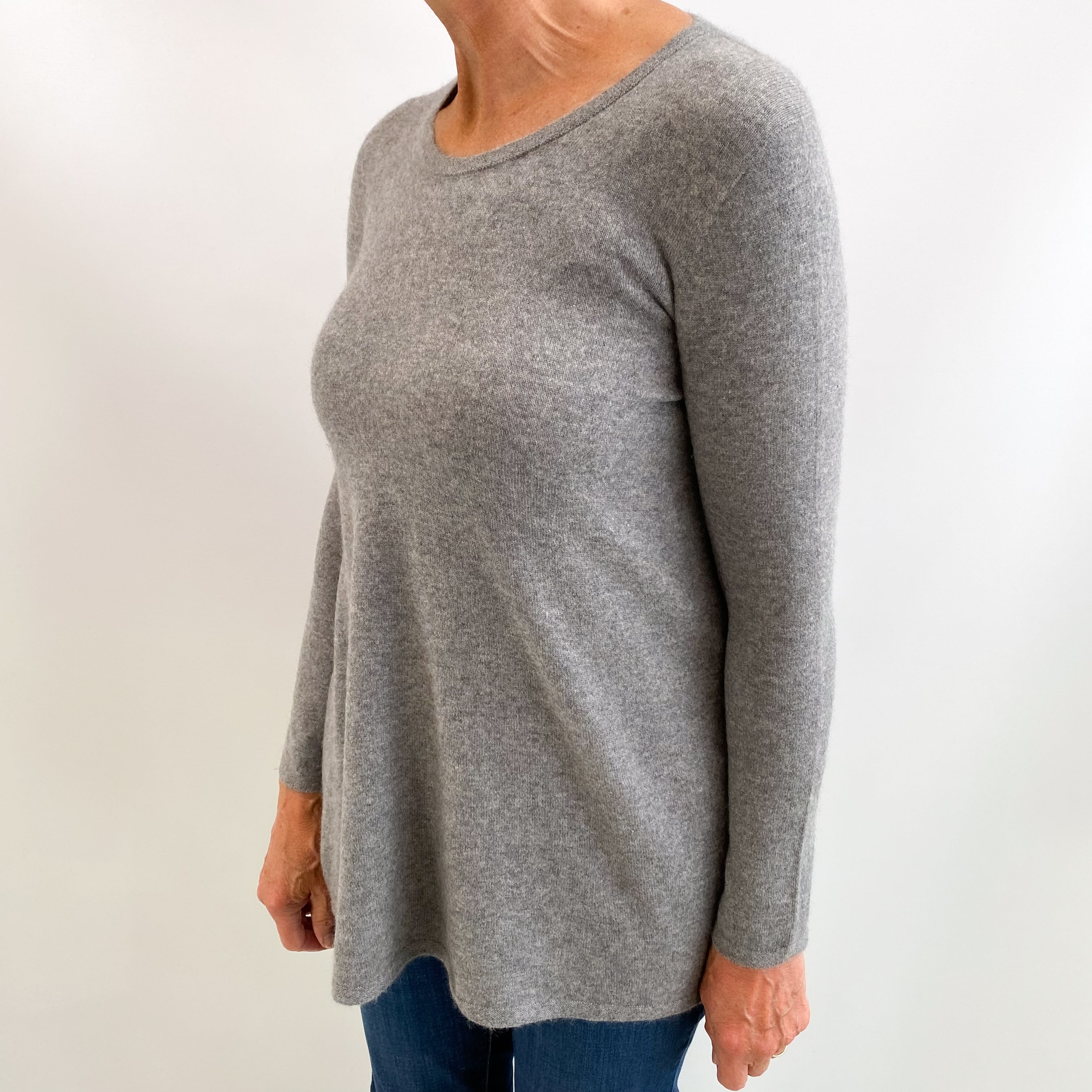 Ash Grey Cashmere Scoop Neck Jumper Medium