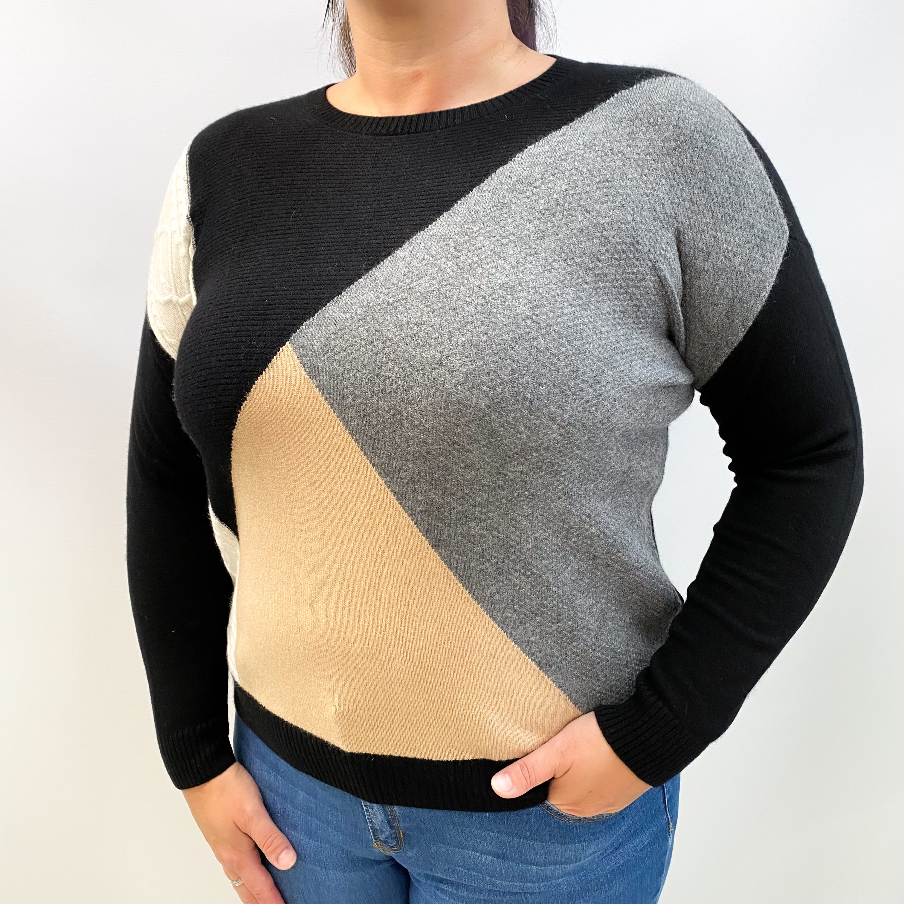 Black Cashmere Crew Neck Jumper Large