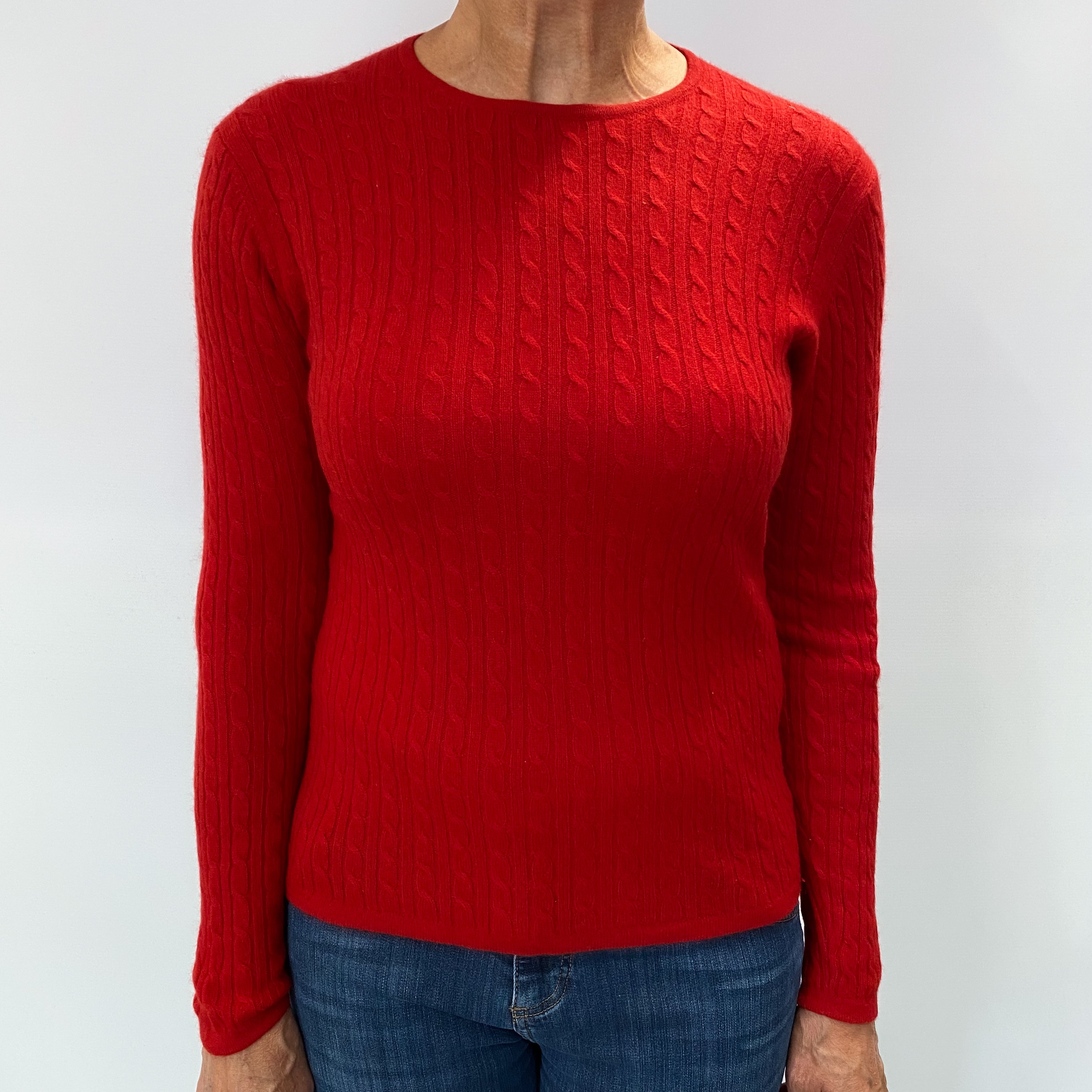Scarlet Red Cashmere Crew Neck Jumper Medium