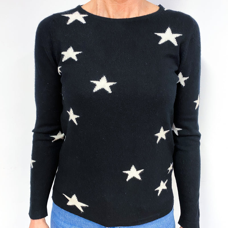 Black And White Cashmere Crew Neck Jumper Medium