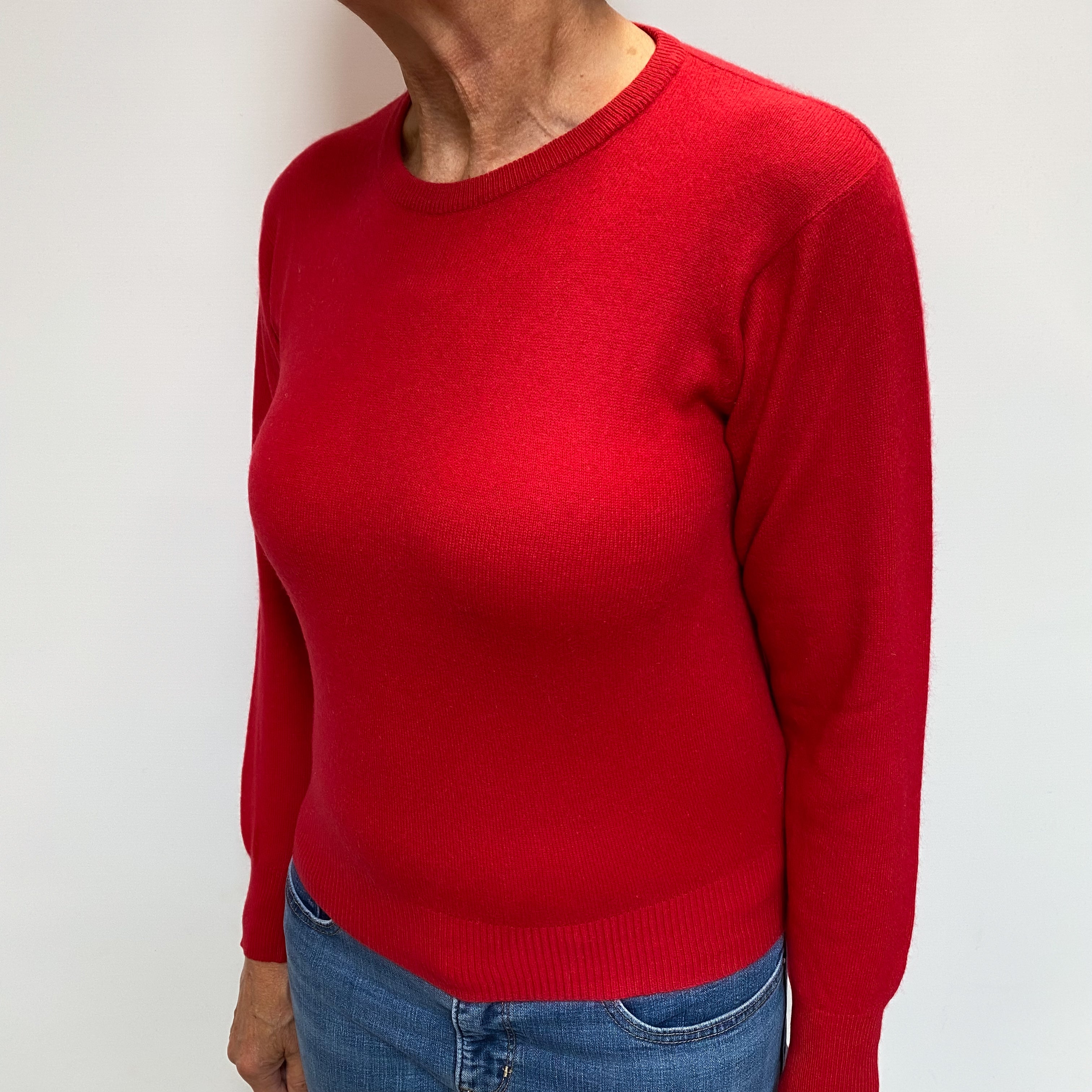 Post Box Red Cashmere Crew Neck Jumper Medium