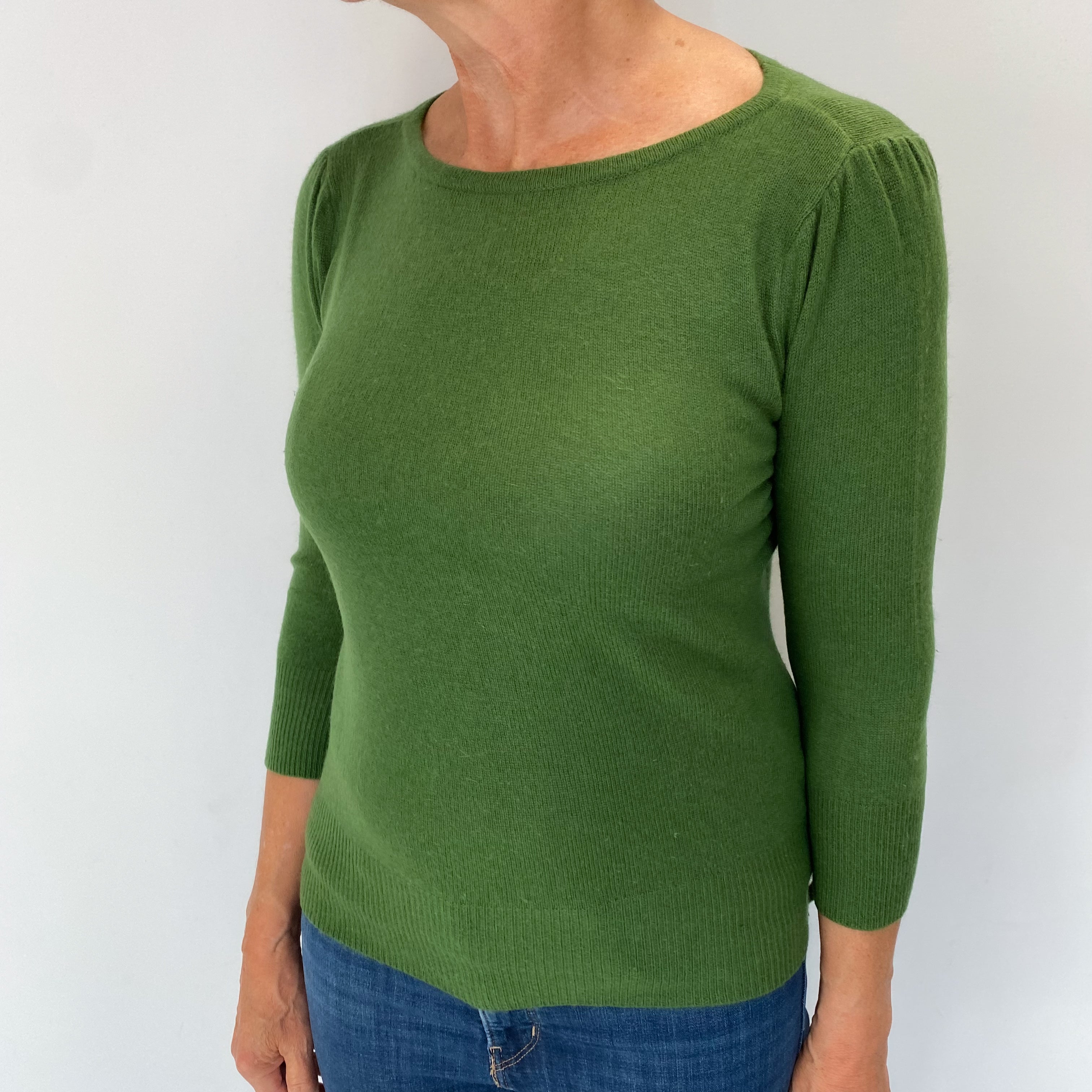 Fern Green Cashmere Crew Neck Jumper Medium