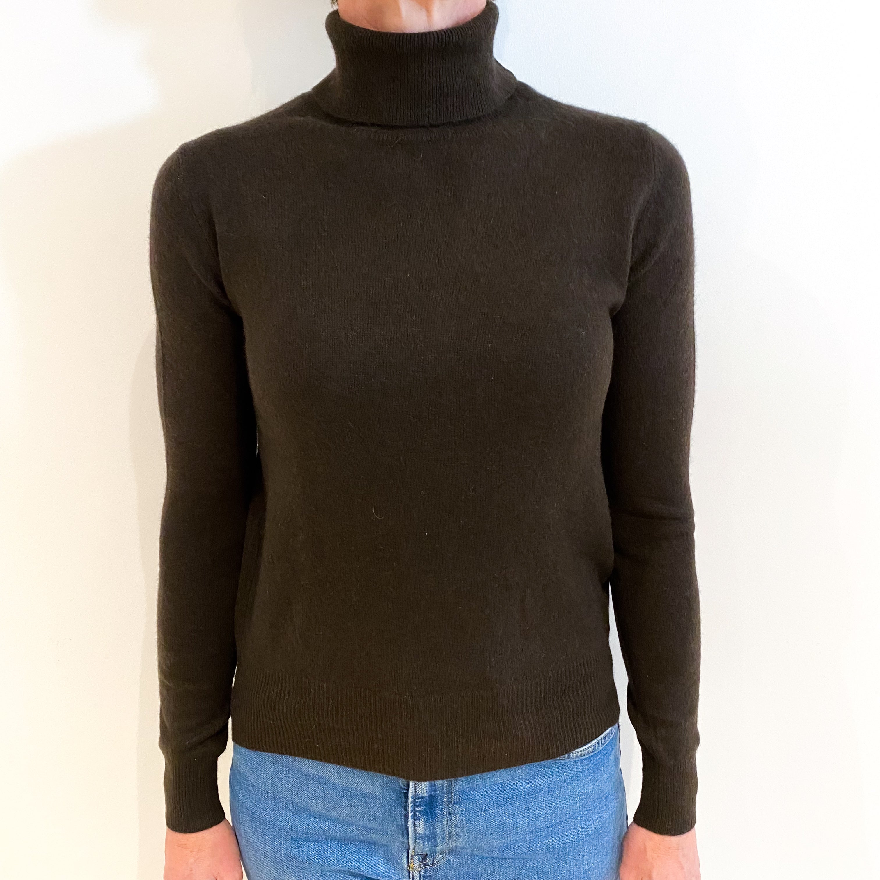 Peppercorn Brown Cashmere Polo Neck Jumper Small