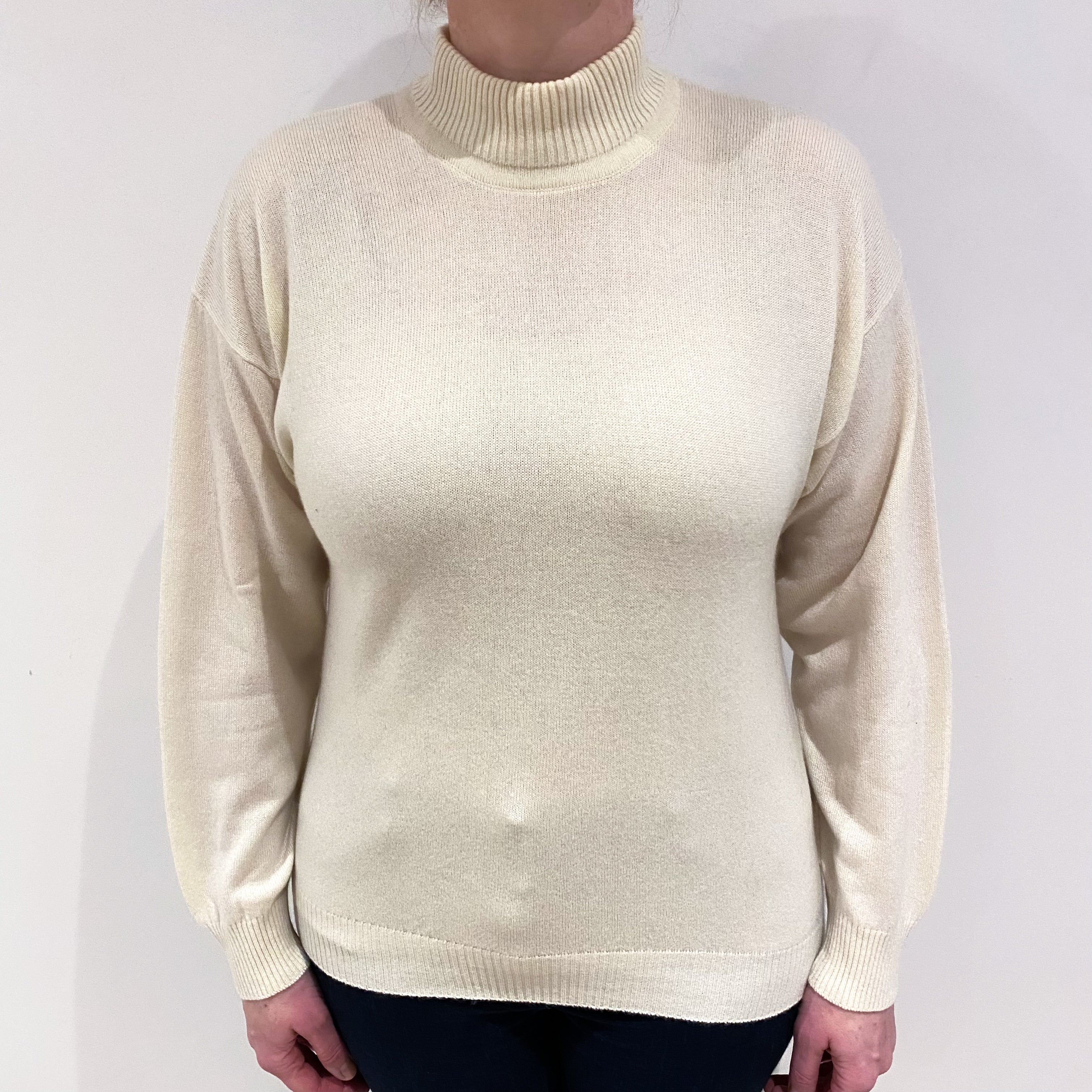 Cream Cashmere Turtle Neck Jumper Large