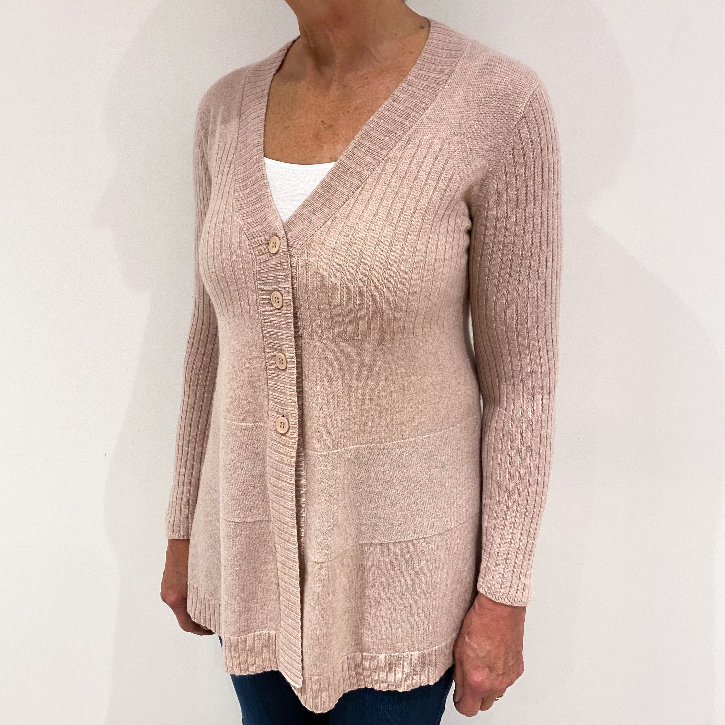 Blush Pink Cashmere V-Neck Cardigan Medium
