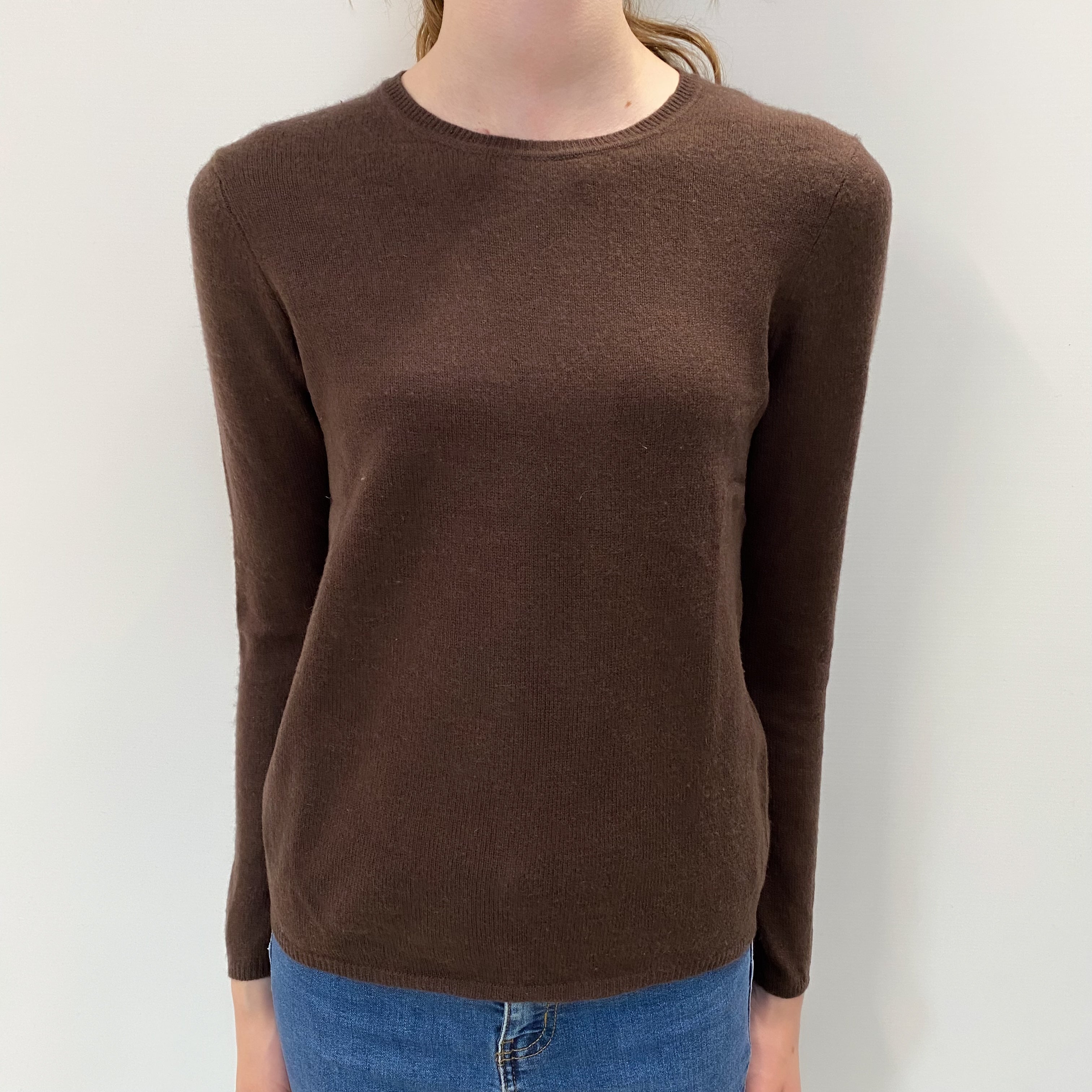 Chocolate Brown Cashmere Crew Neck Jumper Extra Small