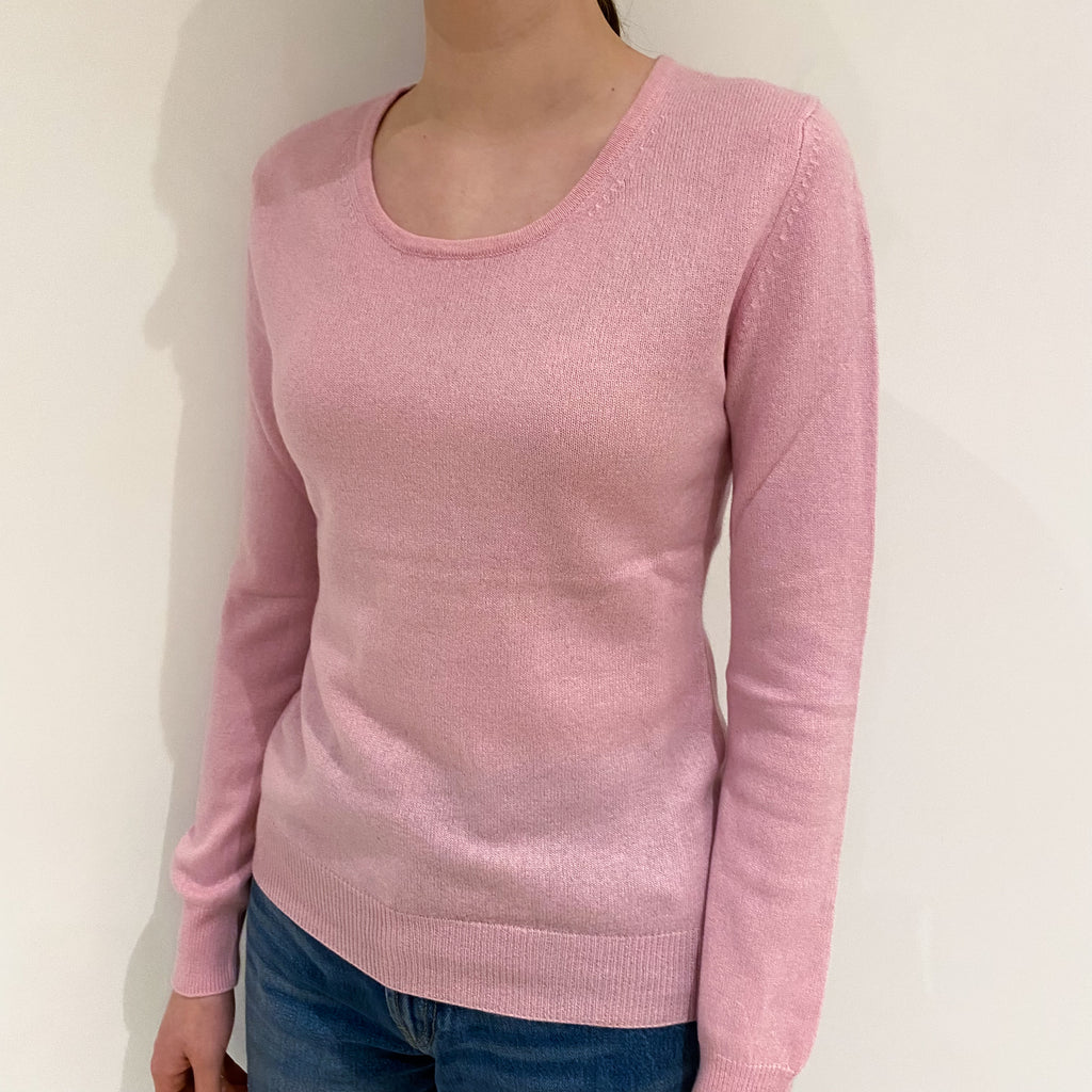 Carnation Pink Cashmere Crew Neck Jumper Extra Small