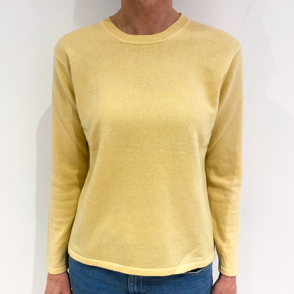 Primrose Yellow Cashmere Crew Neck Jumper Small