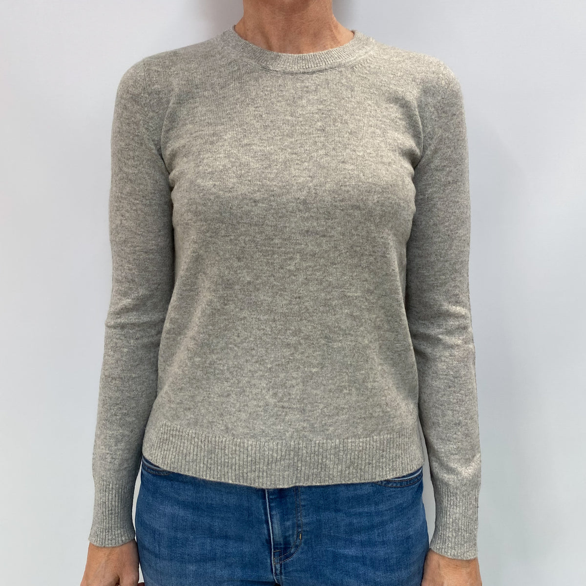 Smoke Grey Cashmere Crew Neck Jumper Small