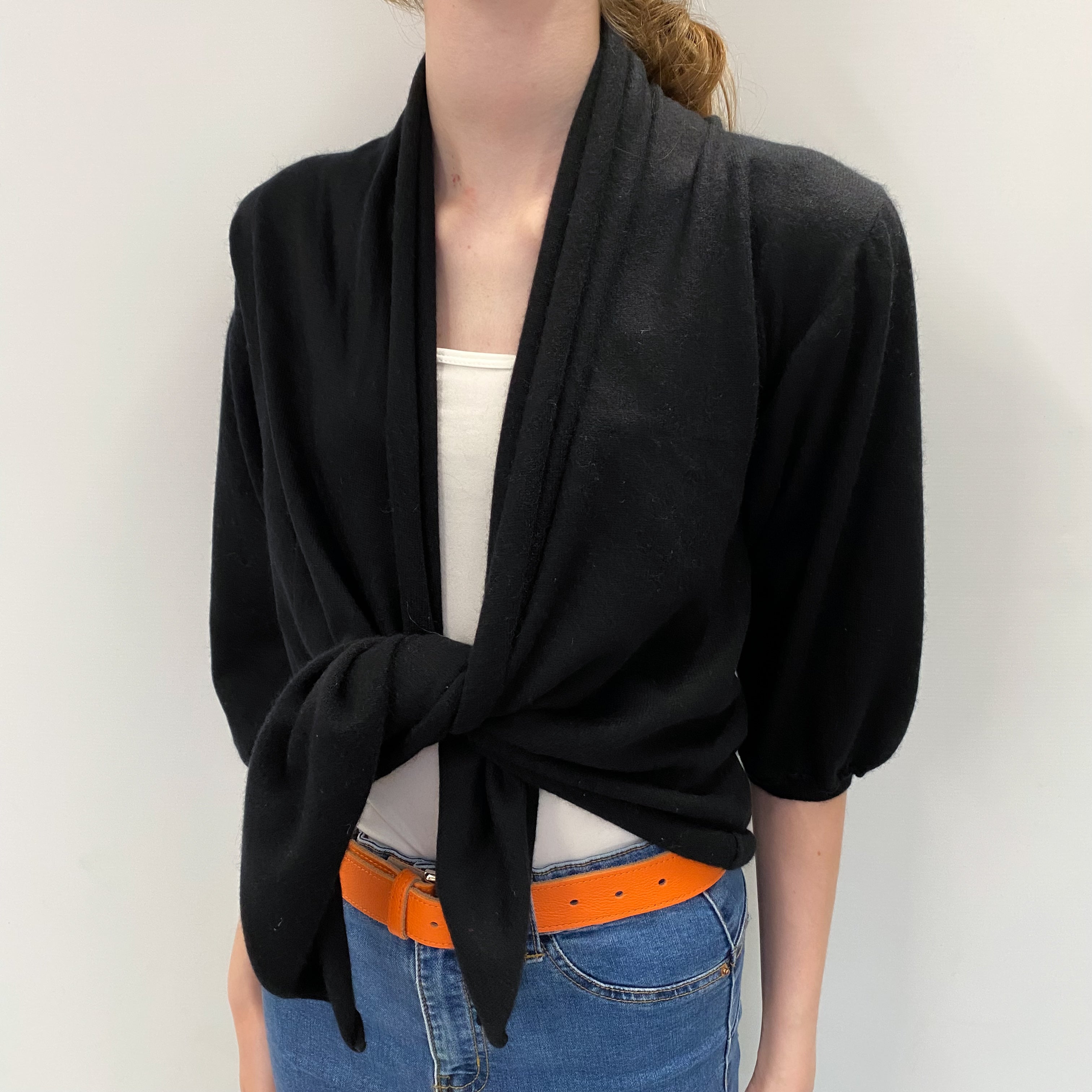 Black Cashmere Edge To Edge Cardigan Extra Small