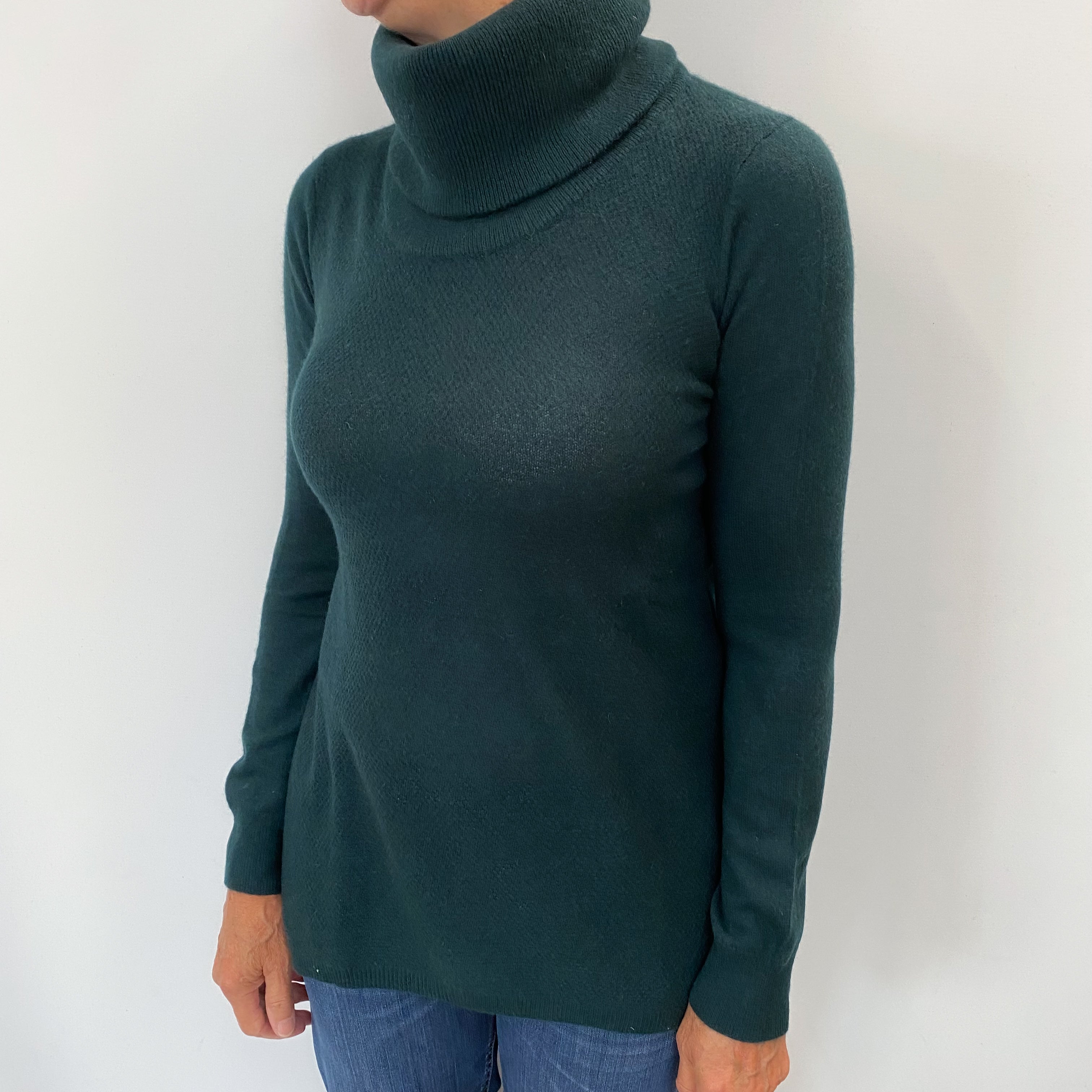 Bottle Green Cashmere Cowl Neck Jumper Medium