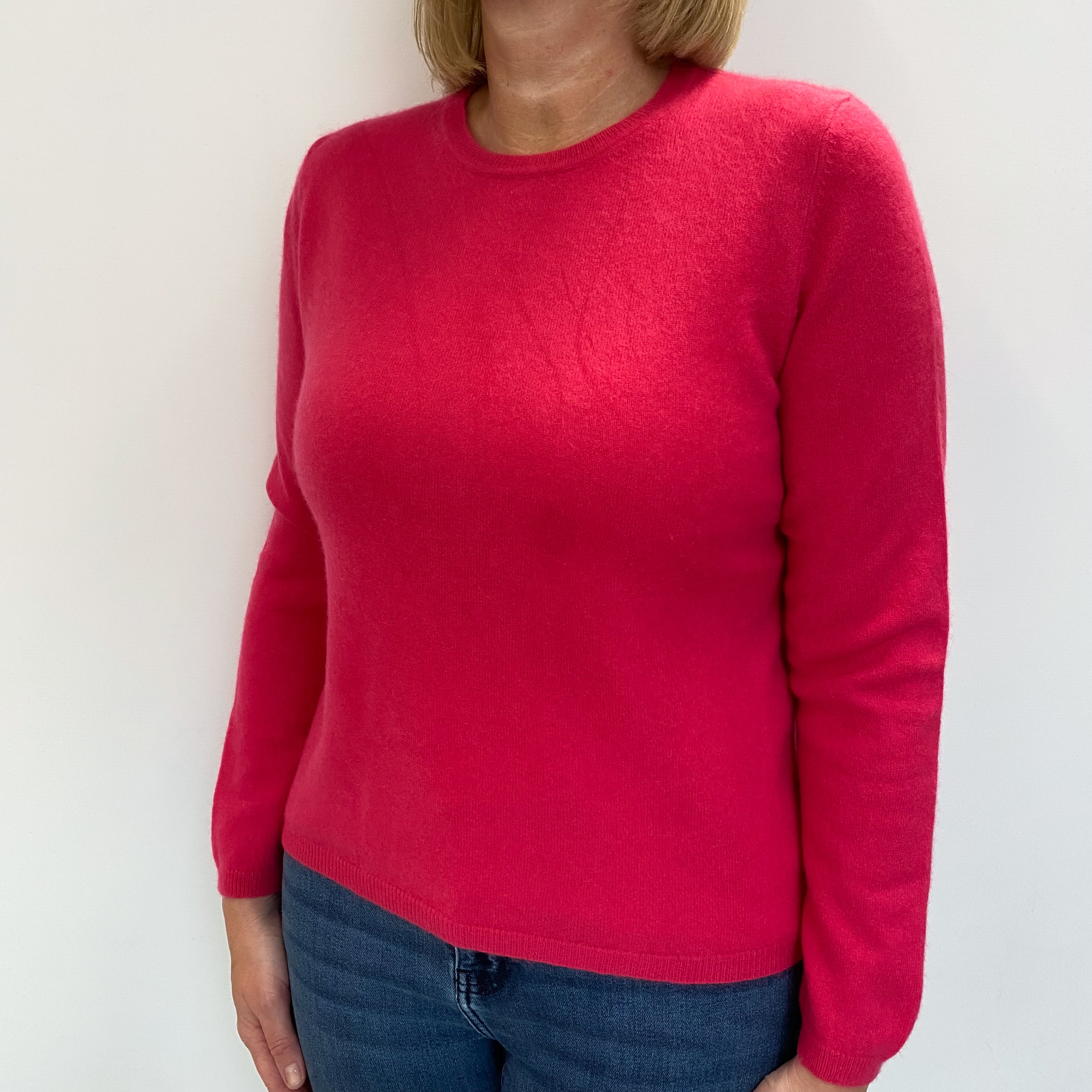 Hot Pink Cashmere Crew Neck Jumper Large